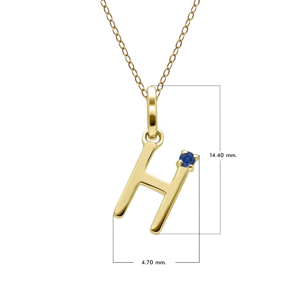 Initial Blue Sapphire Letter Necklace In 9ct Yellow Gold