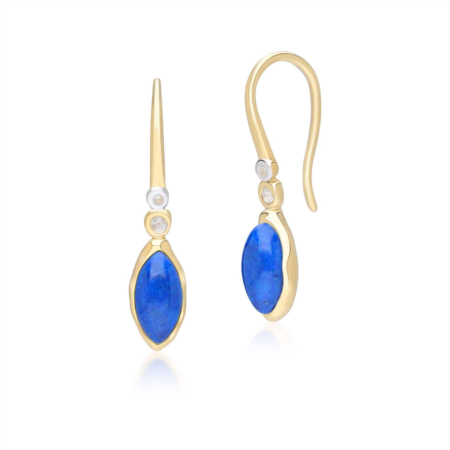 Product photograph of Irregular Marquise Lapis Lazuli Topaz Drop Earrings In 18ct Gold Plated Sterling Silver from Gemondo Jewellery
