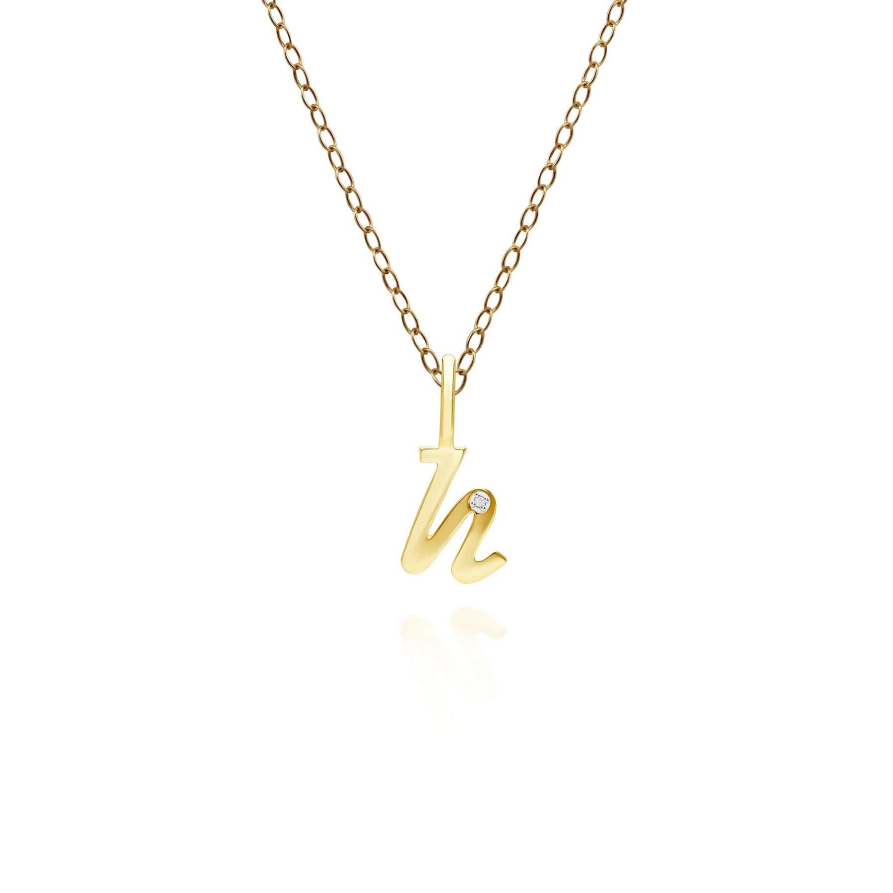 Image of Alphabet Letter H Diamond pendant in 9ct Yellow Gold