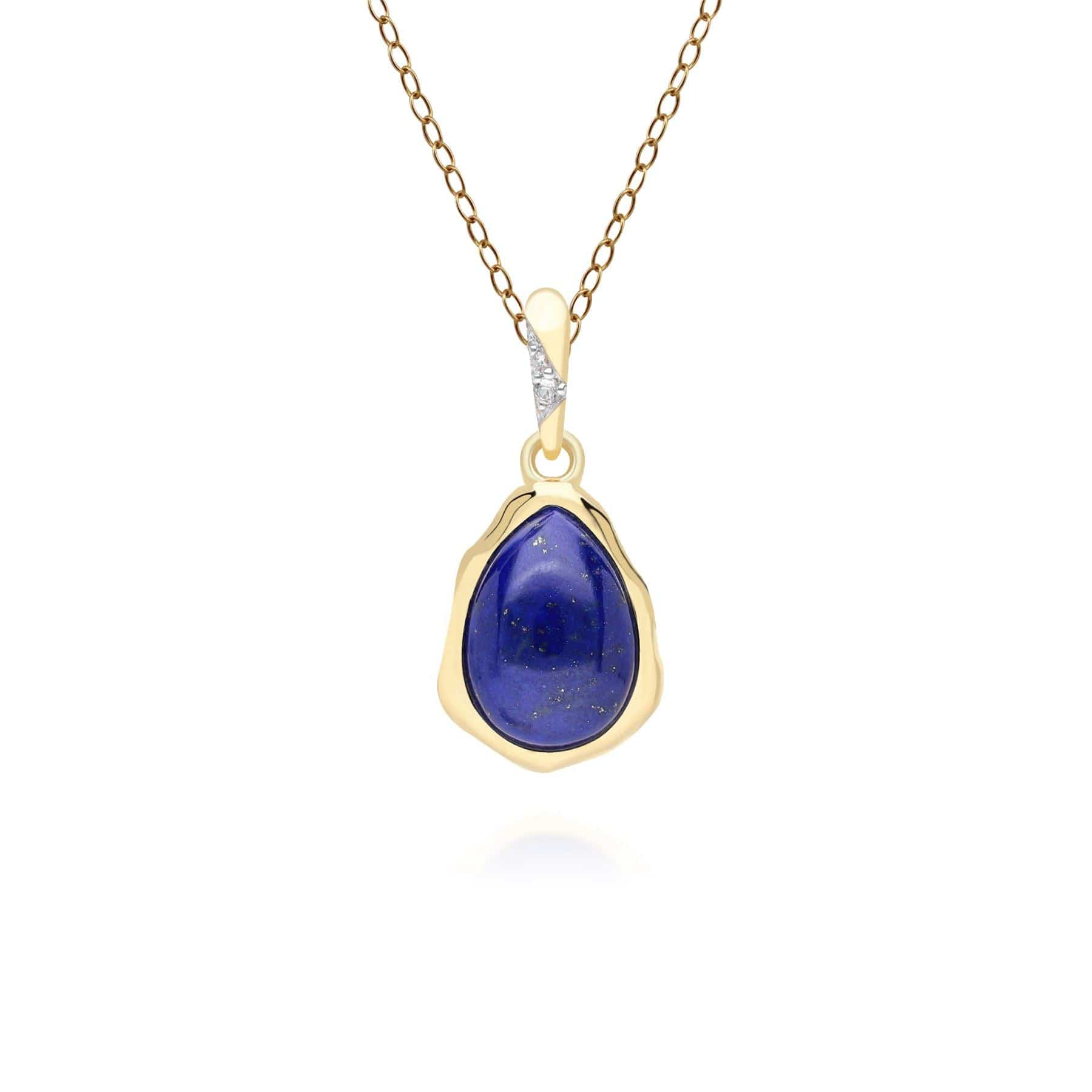 Product photograph of Irregular Lapis Lazuli Topaz Pendant In 18ct Gold Plated Sterling Silver from Gemondo Jewellery