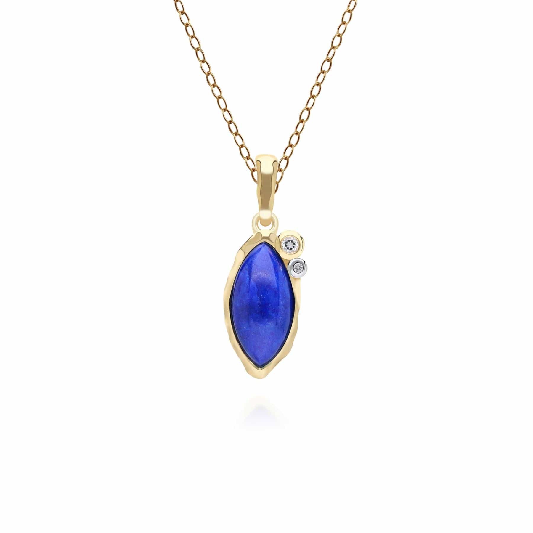 Product photograph of Irregular Marquise Lapis Lazuli Topaz Pendant In 18ct Gold Plated Sterling Silver from Gemondo Jewellery