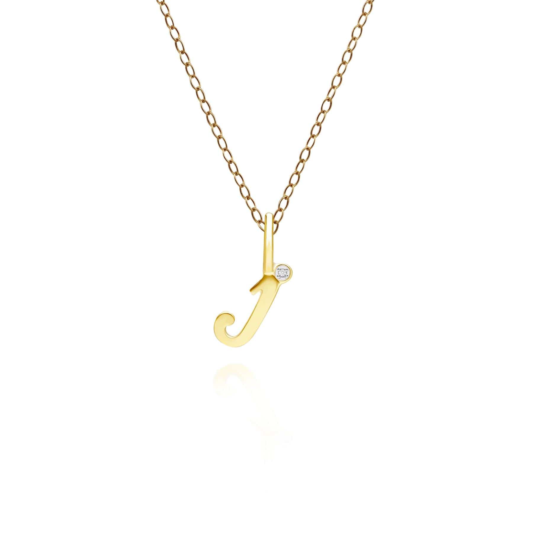 Product photograph of Alphabet Letter J Diamond Pendant In 9ct Yellow Gold from Gemondo Jewellery