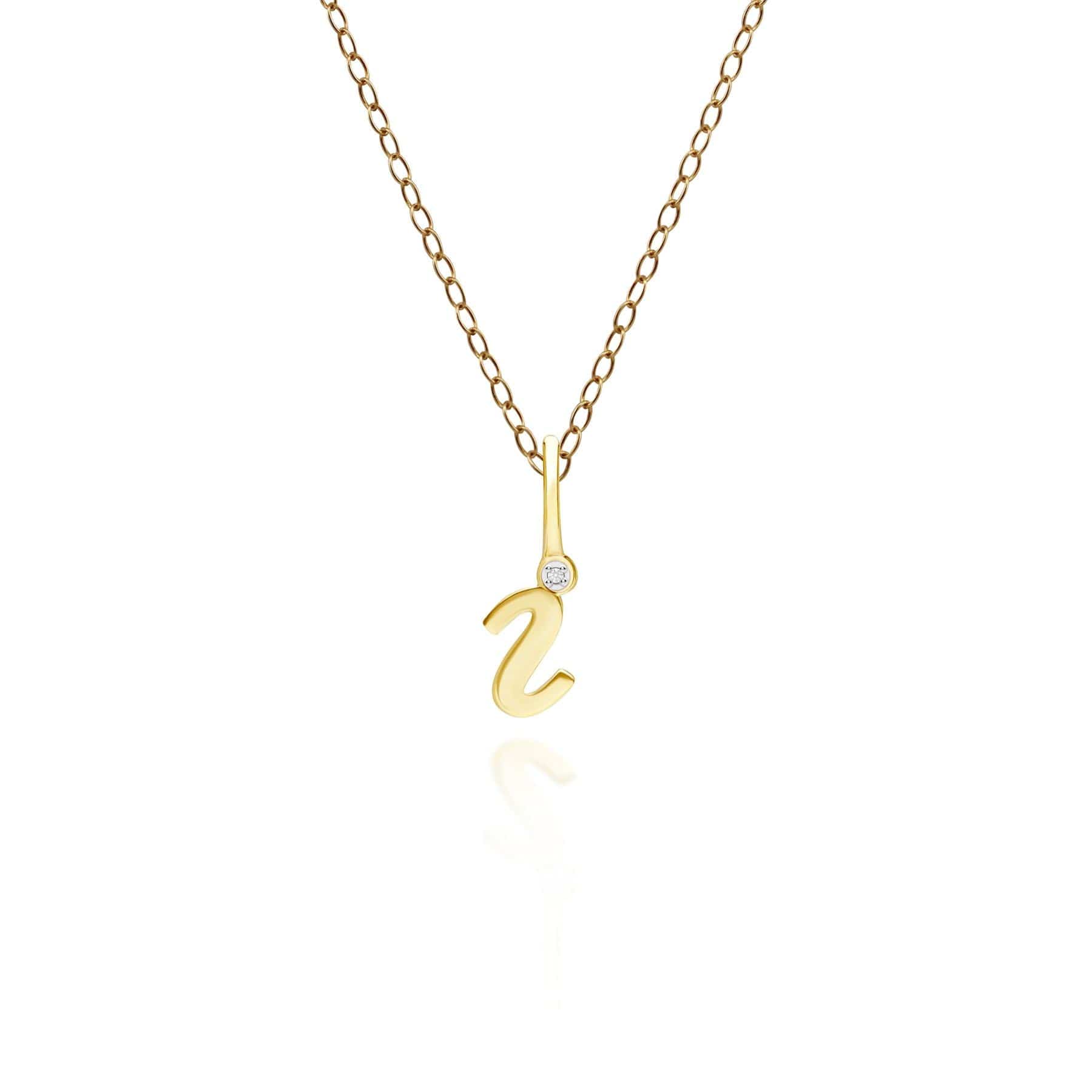 Image of Alphabet Letter I Diamond pendant in 9ct Yellow Gold