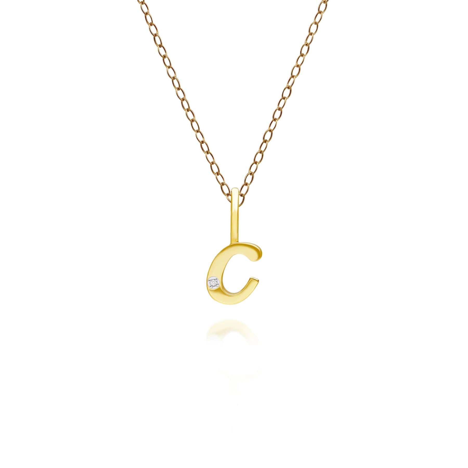 Image of Alphabet Letter C Diamond pendant in 9ct Yellow Gold