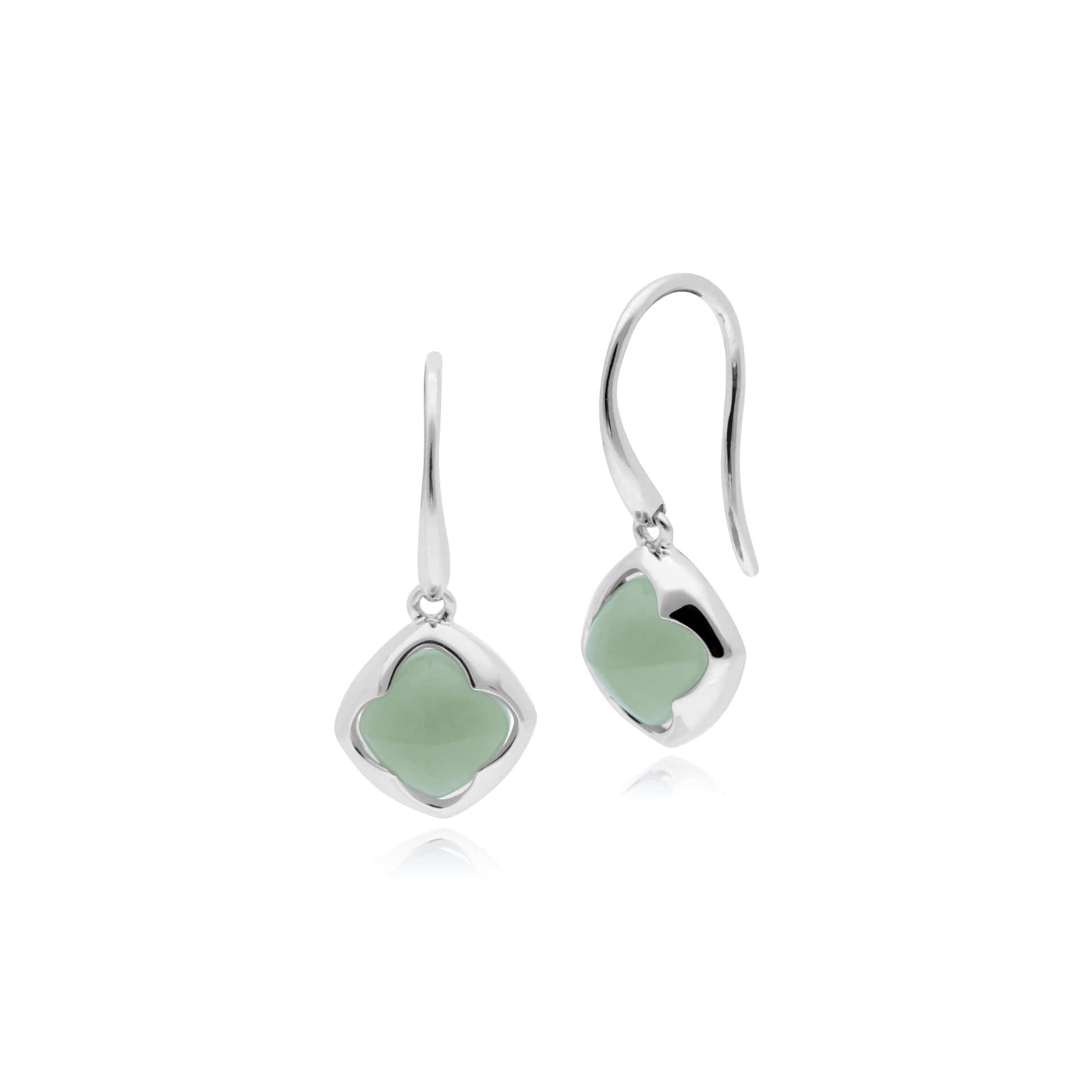Product photograph of Geometric Sugarloaf Jade Diamond Prism Drop Earrings In 925 Sterling Silver from Gemondo Jewellery