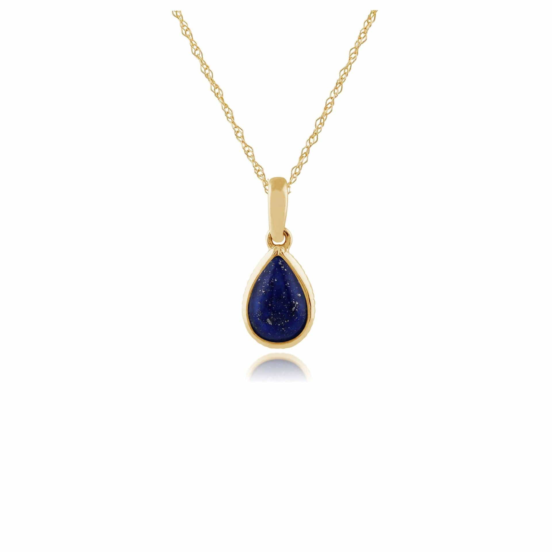 Product photograph of Classic Pear Lapis Lazuli Pendant In 9ct Yellow Gold from Gemondo Jewellery