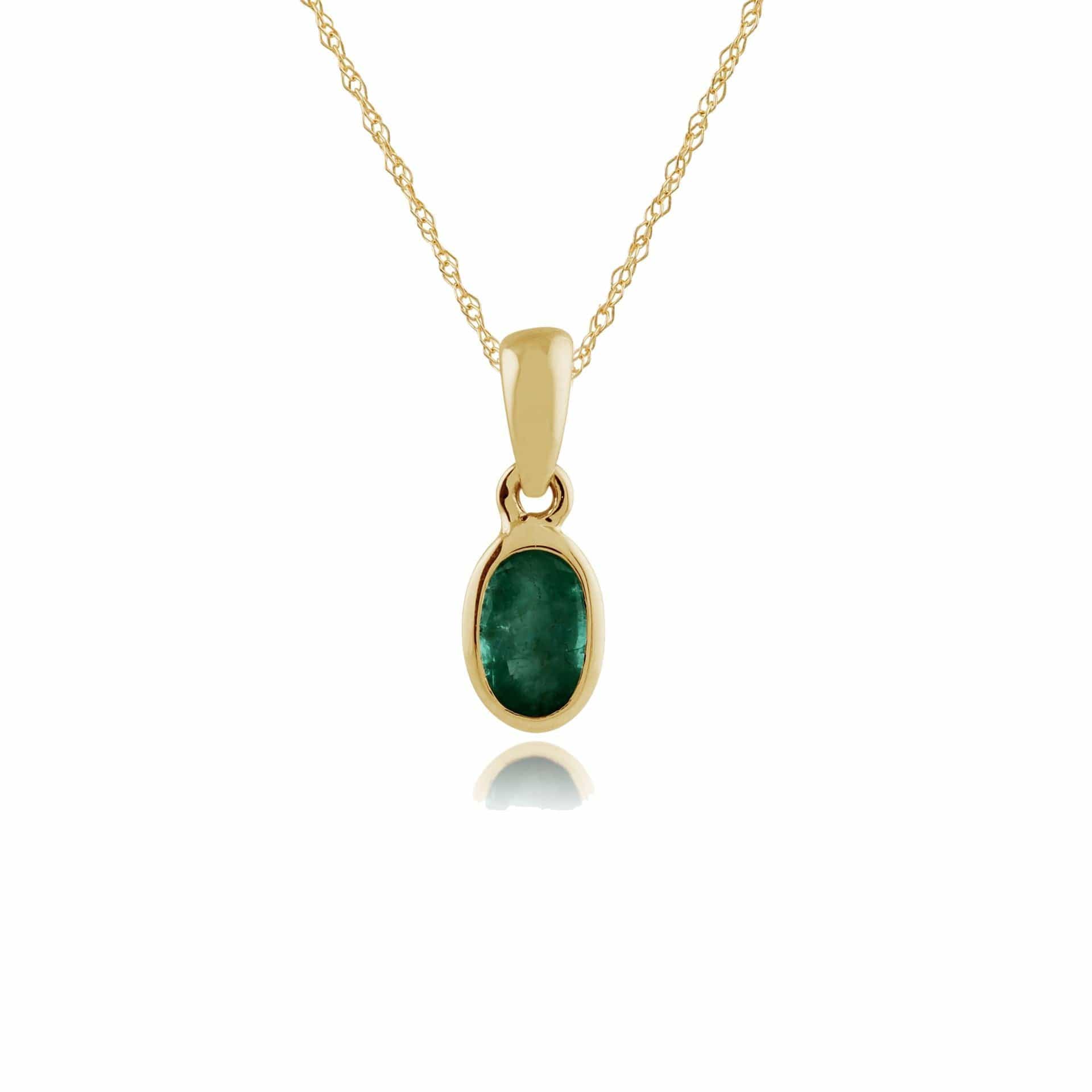 Product photograph of Classic Oval Emerald Pendant In 9ct Yellow Gold from Gemondo Jewellery