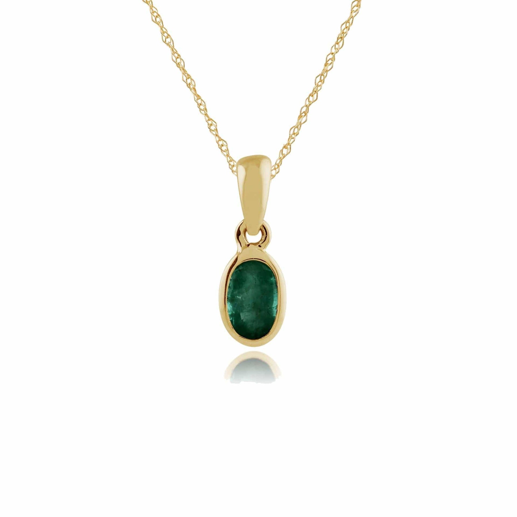 Classic Oval Emerald Pendant in 9ct Yellow GoldGemondoPendants