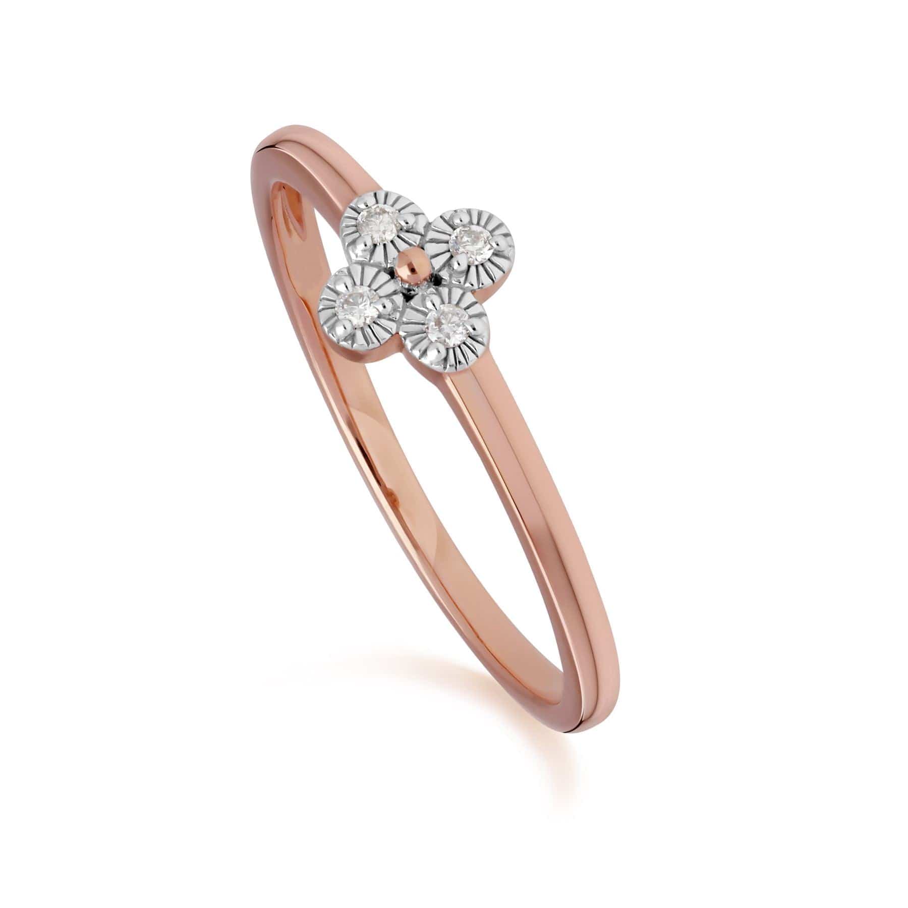 Product photograph of Diamond Flowers Ring In 9ct Rose Gold from Gemondo Jewellery