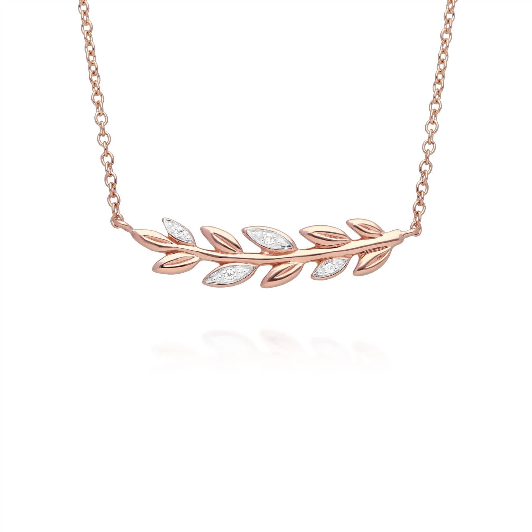 Product photograph of O Leaf Diamond Necklace In 9ct Rose Gold from Gemondo Jewellery