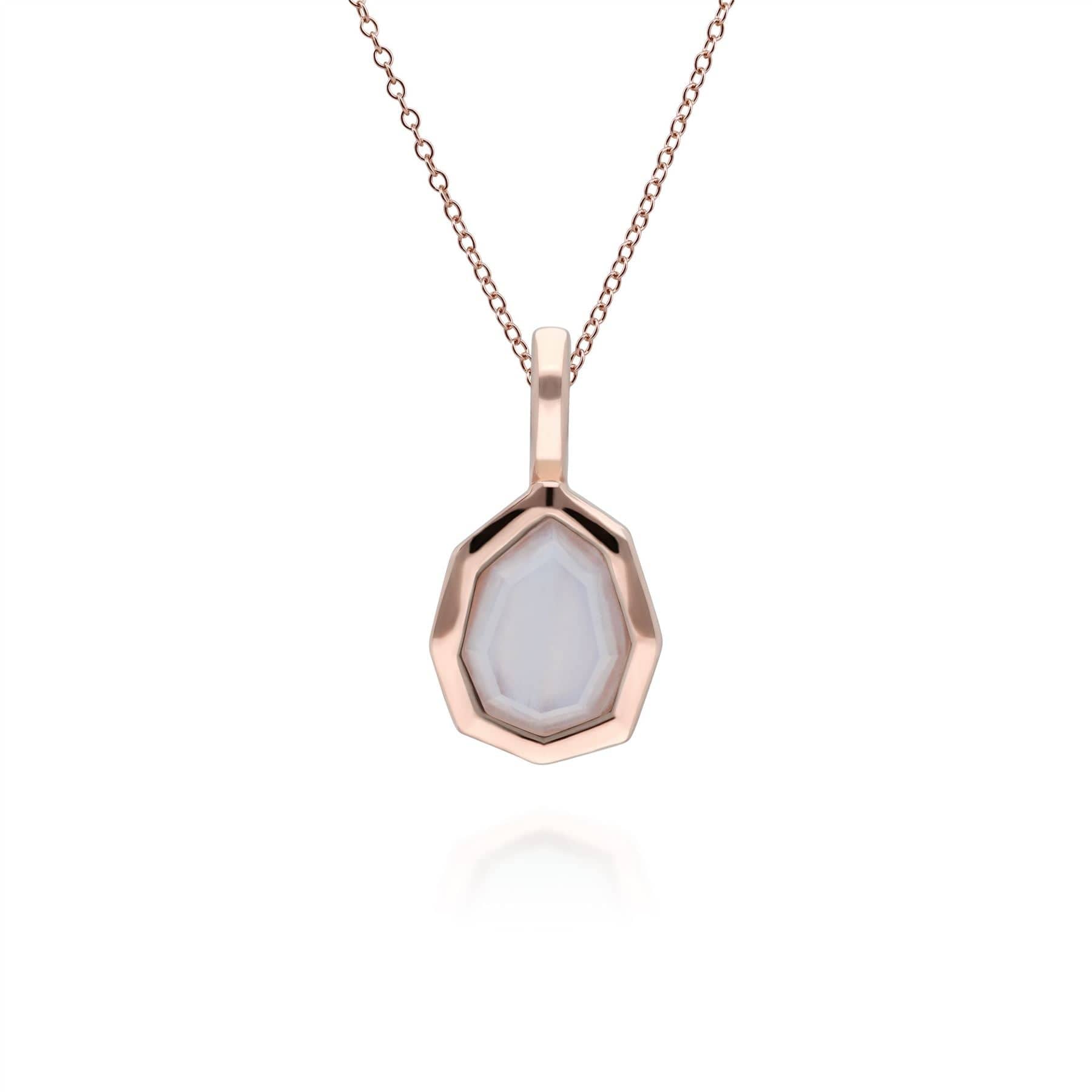 Image of Irregular B Gem Blue Lace Agate Pendant in Rose Gold Plated Silver