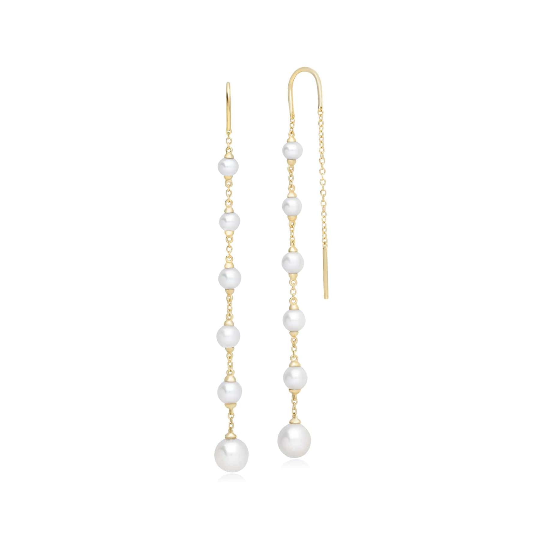 Product photograph of Ecfew Unifier Pearl Dangle Drop Earrings In Sterling Silver from Gemondo Jewellery