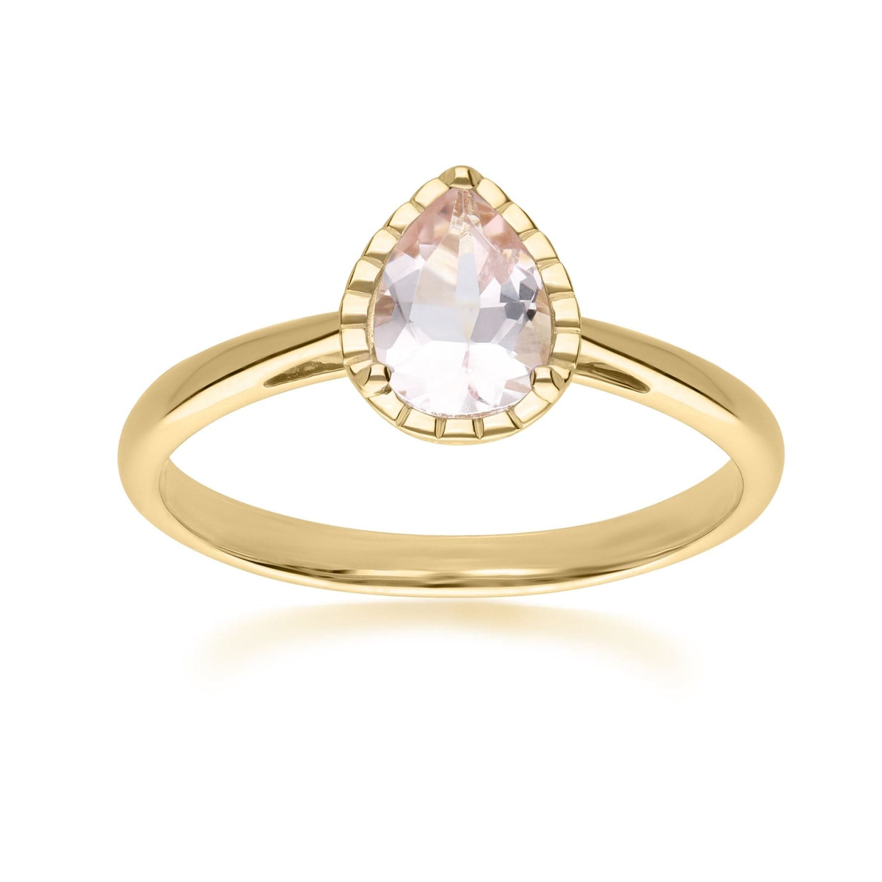 Image of Classic Pear Morganite Ring in 9ct Yellow Gold