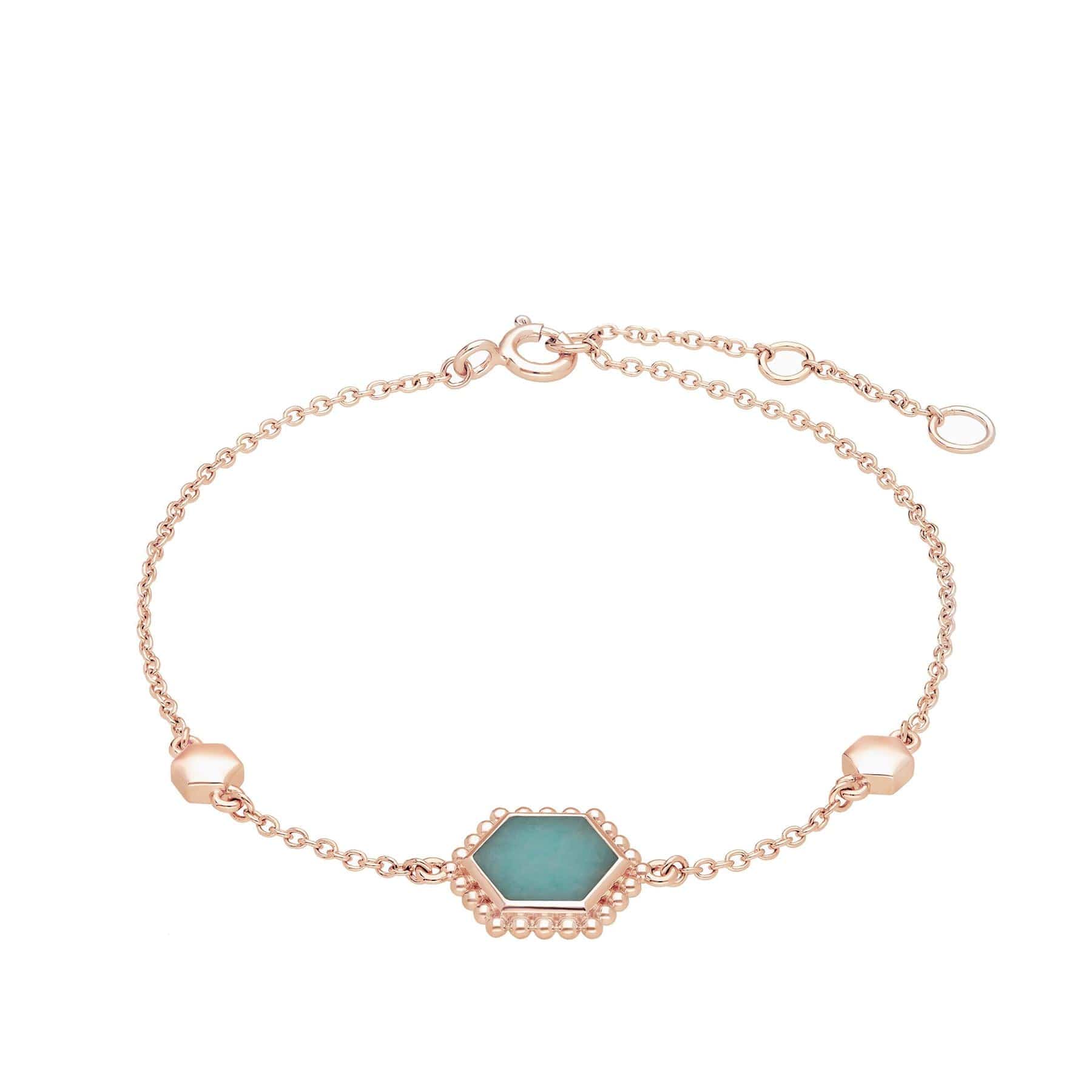 Product photograph of Amazonite Flat Slice Hex Bracelet In Rose Gold Plated Silver from Gemondo Jewellery