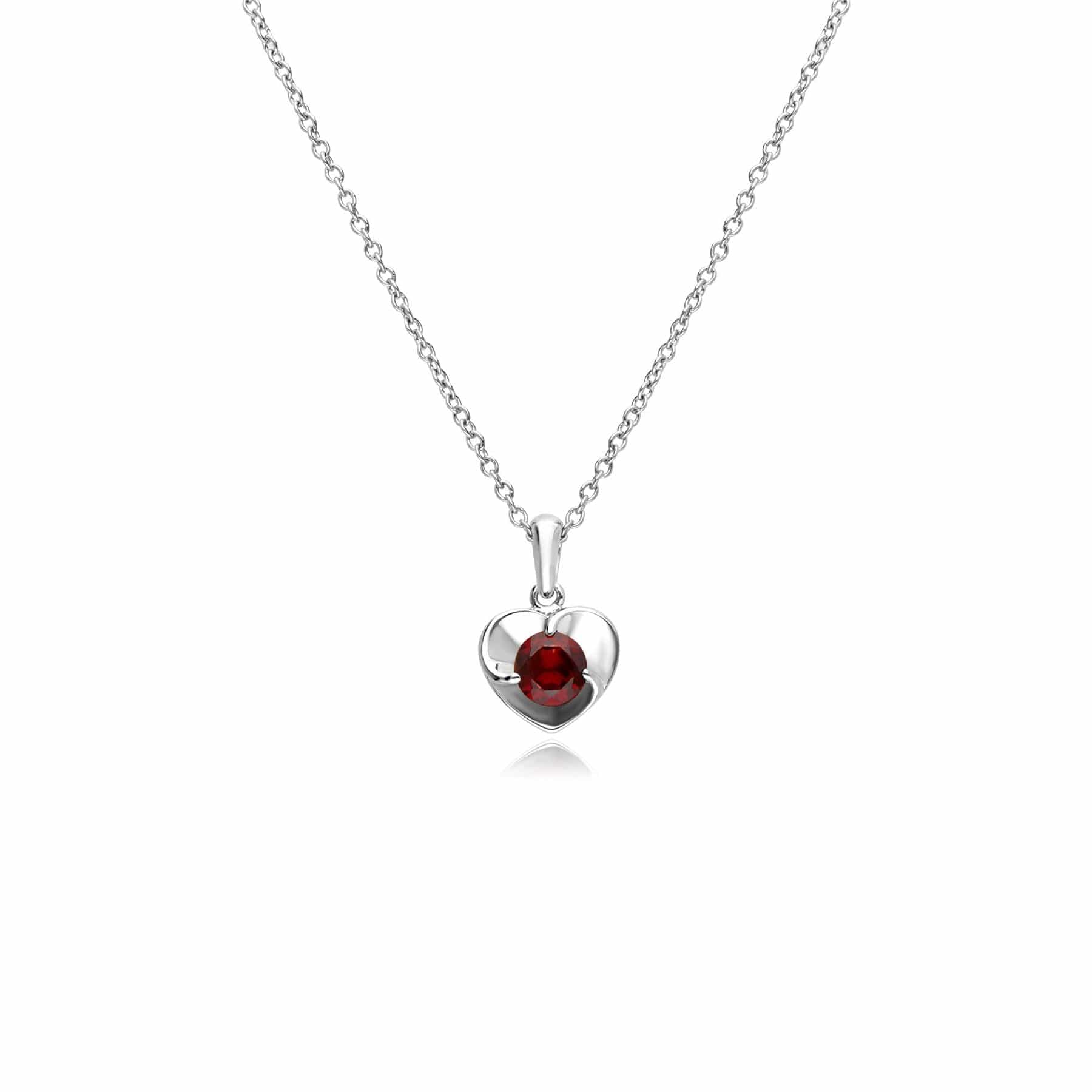 Product photograph of Garnet Heart Sterling Silver Necklace from Gemondo Jewellery