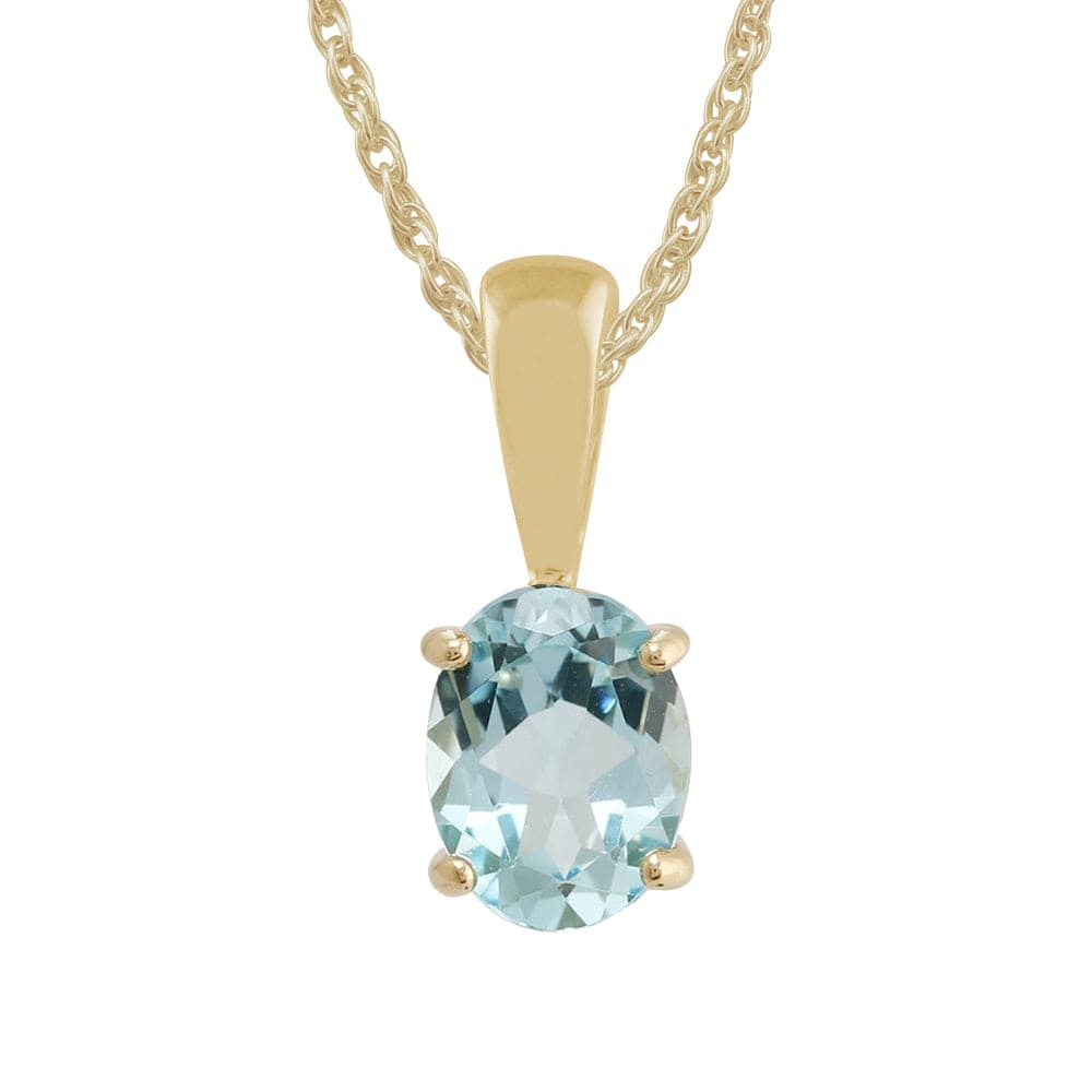 Photos - Pendant / Choker Necklace Classic Oval Blue Topaz Pendant in 9ct Yellow Gold
