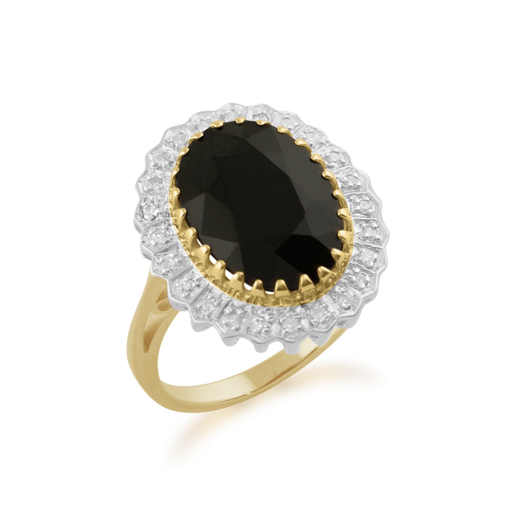 Product photograph of Classic Dark Sapphire Diamonds Luxe Ring In 9ct Gold from Gemondo Jewellery