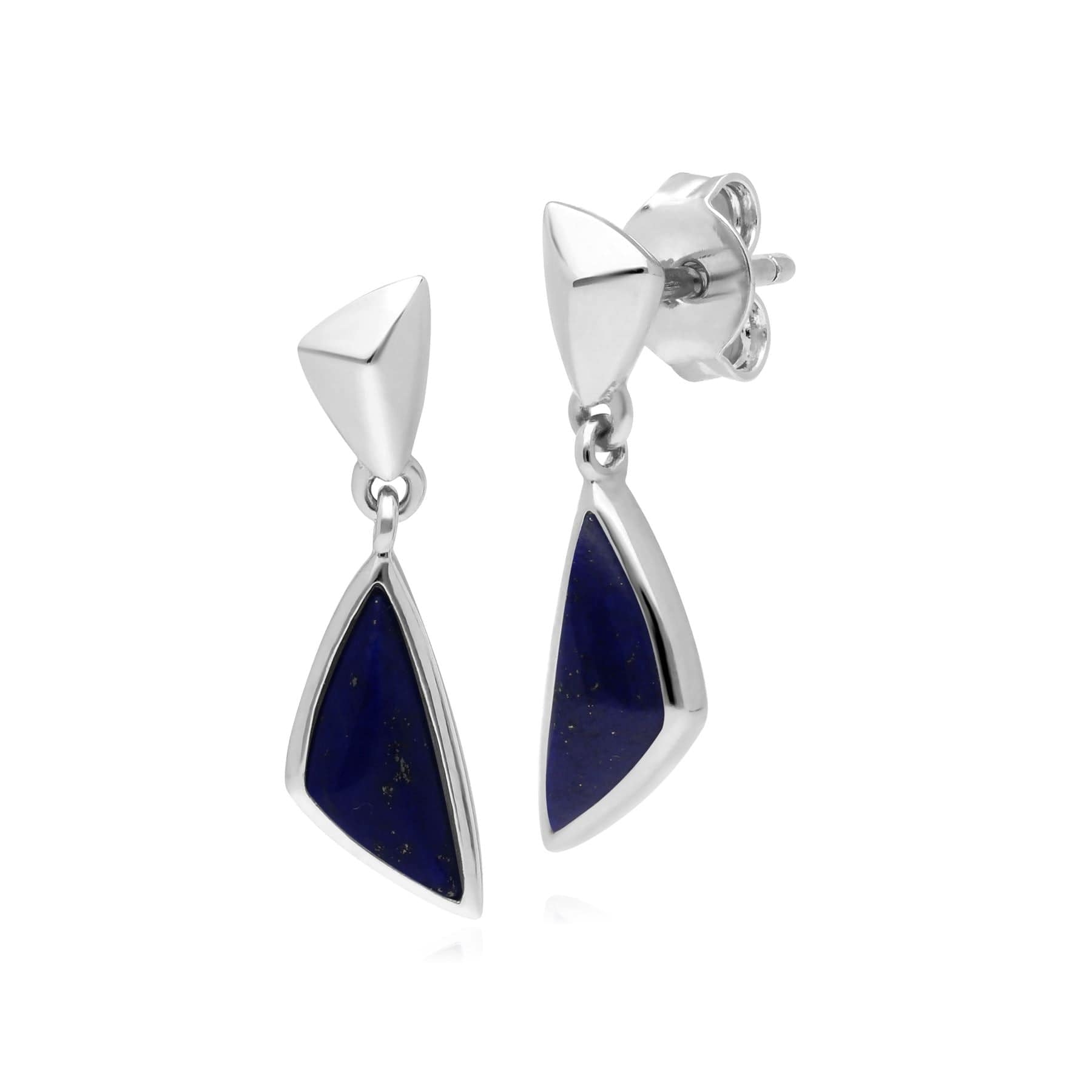 Image of Micro Statement Lapis Lazuli Drop Earrings in Sterling Silver