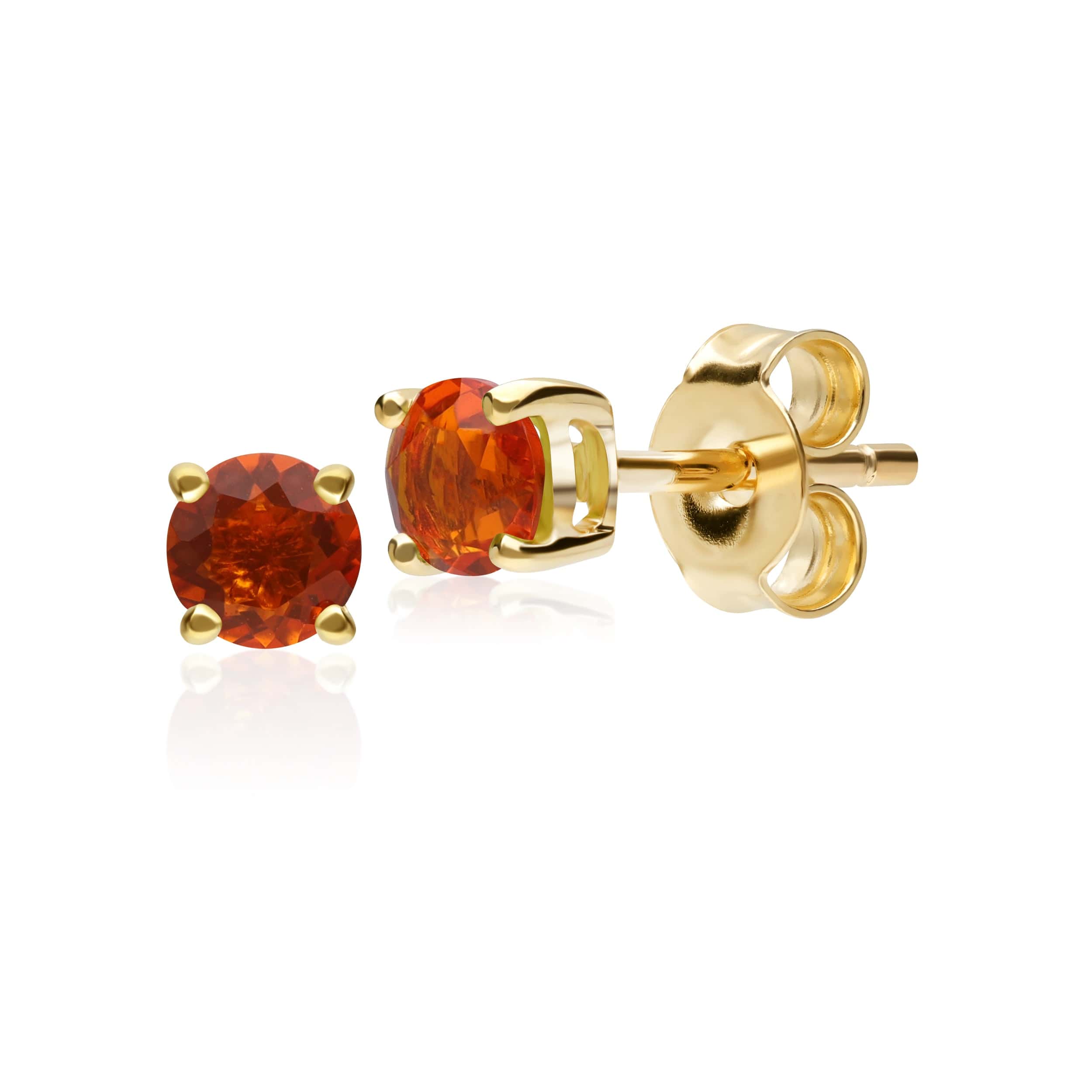 Product photograph of Classic Round Fire Opal Stud Earrings In 9ct Yellow Gold 3 5mm from Gemondo Jewellery