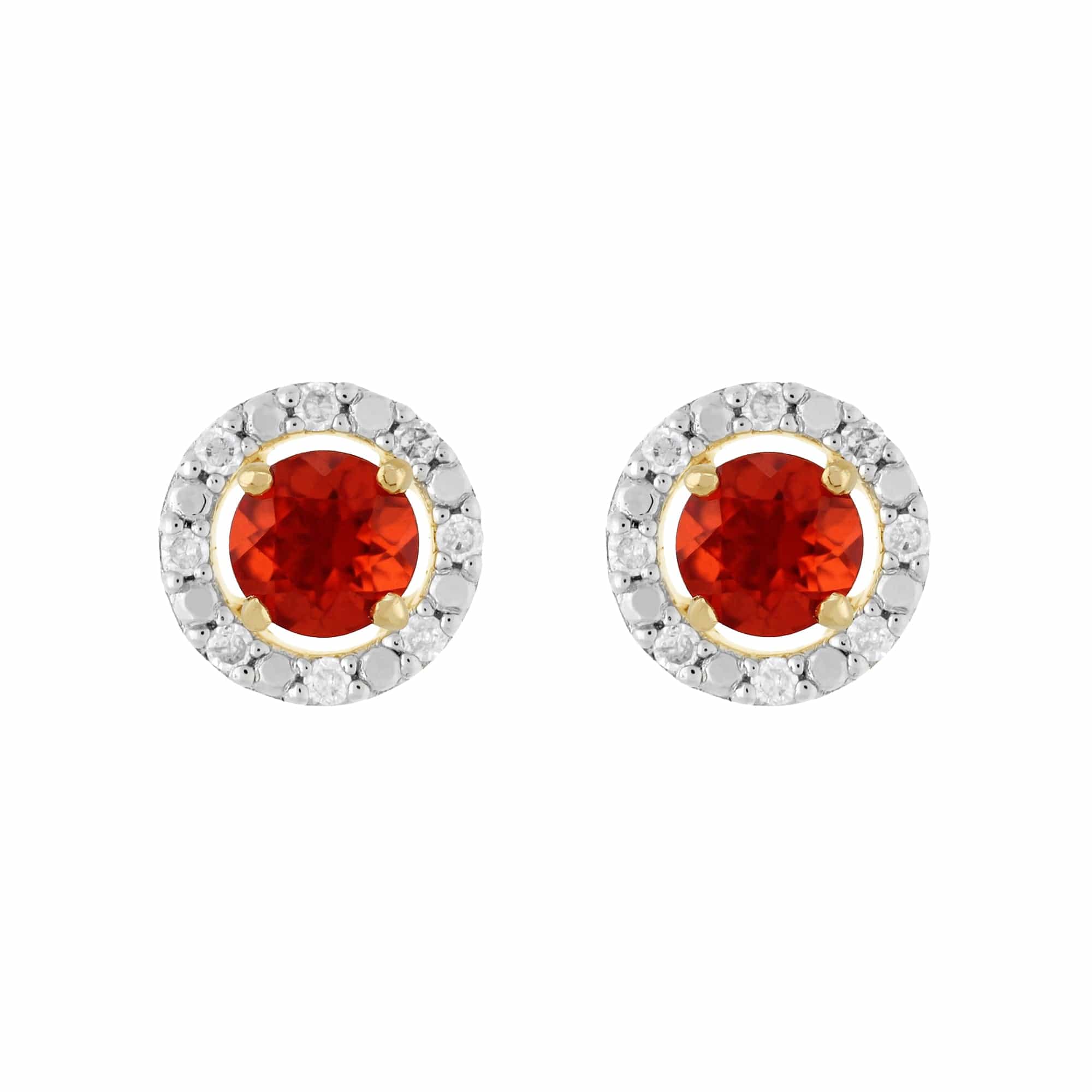 Product photograph of Classic Round Fire Opal Stud Earrings With Detachable Diamond Round Earrings Jacket Set In 9ct Yellow Gold from Gemondo Jewellery