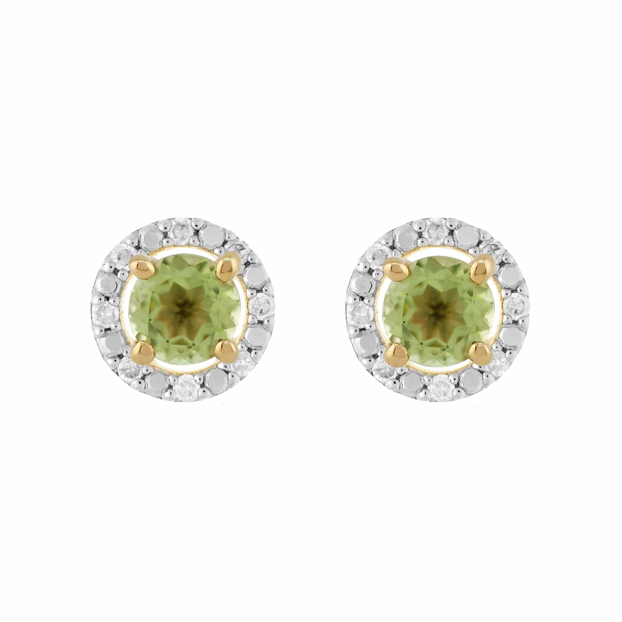 Product photograph of Classic Round Peridot Stud Earrings With Detachable Diamond Round Earrings Jacket Set In 9ct Yellow Gold from Gemondo Jewellery