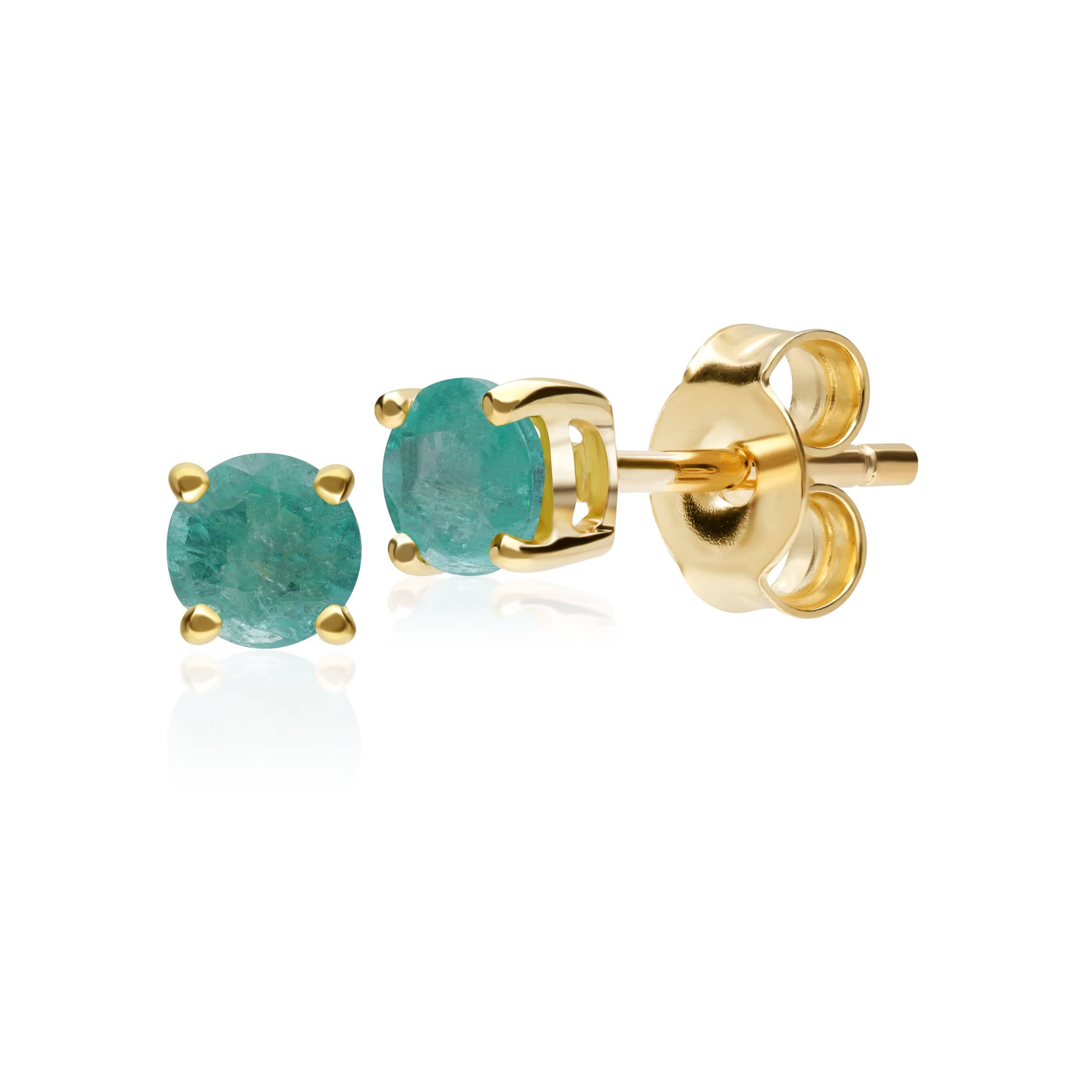 Product photograph of Classic Round Emerald Stud Earrings In 9ct Yellow Gold 3 5mm from Gemondo Jewellery