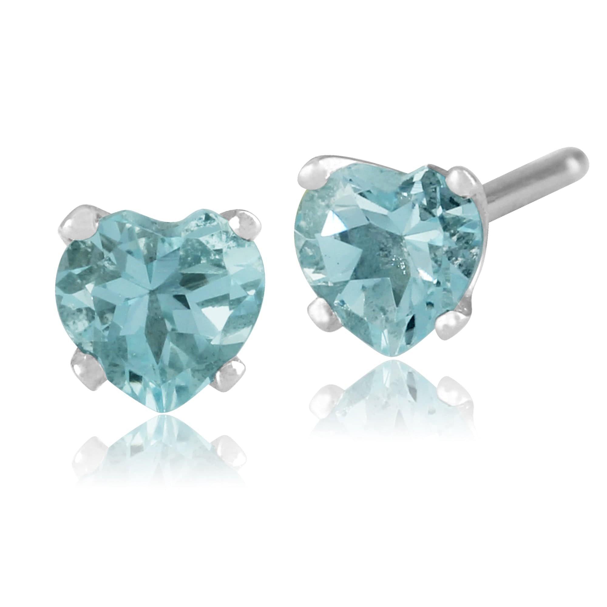 Product photograph of Classic Heart Aquamarine Stud Earrings In 9ct White Gold from Gemondo Jewellery