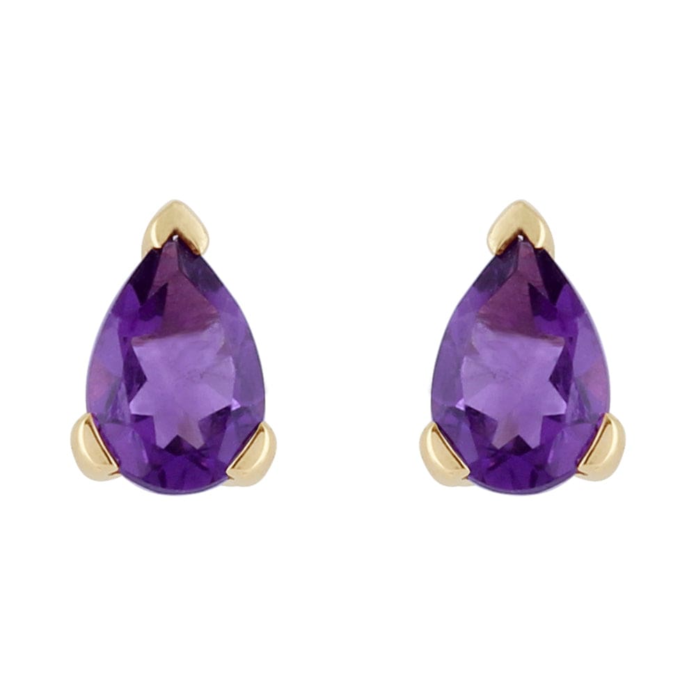 Product photograph of Classic Pear Amethyst Stud Earrings In 9ct Yellow Gold from Gemondo Jewellery