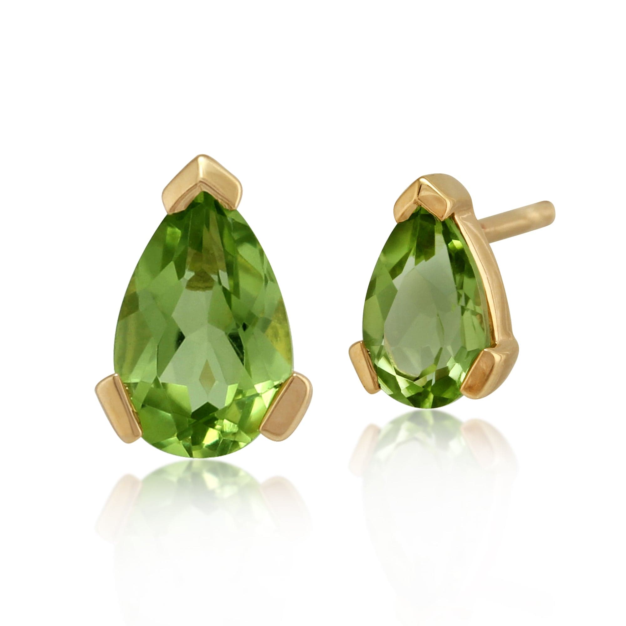 Product photograph of Classic Pear Peridot Stud Earrings In 9ct Yellow Gold from Gemondo Jewellery