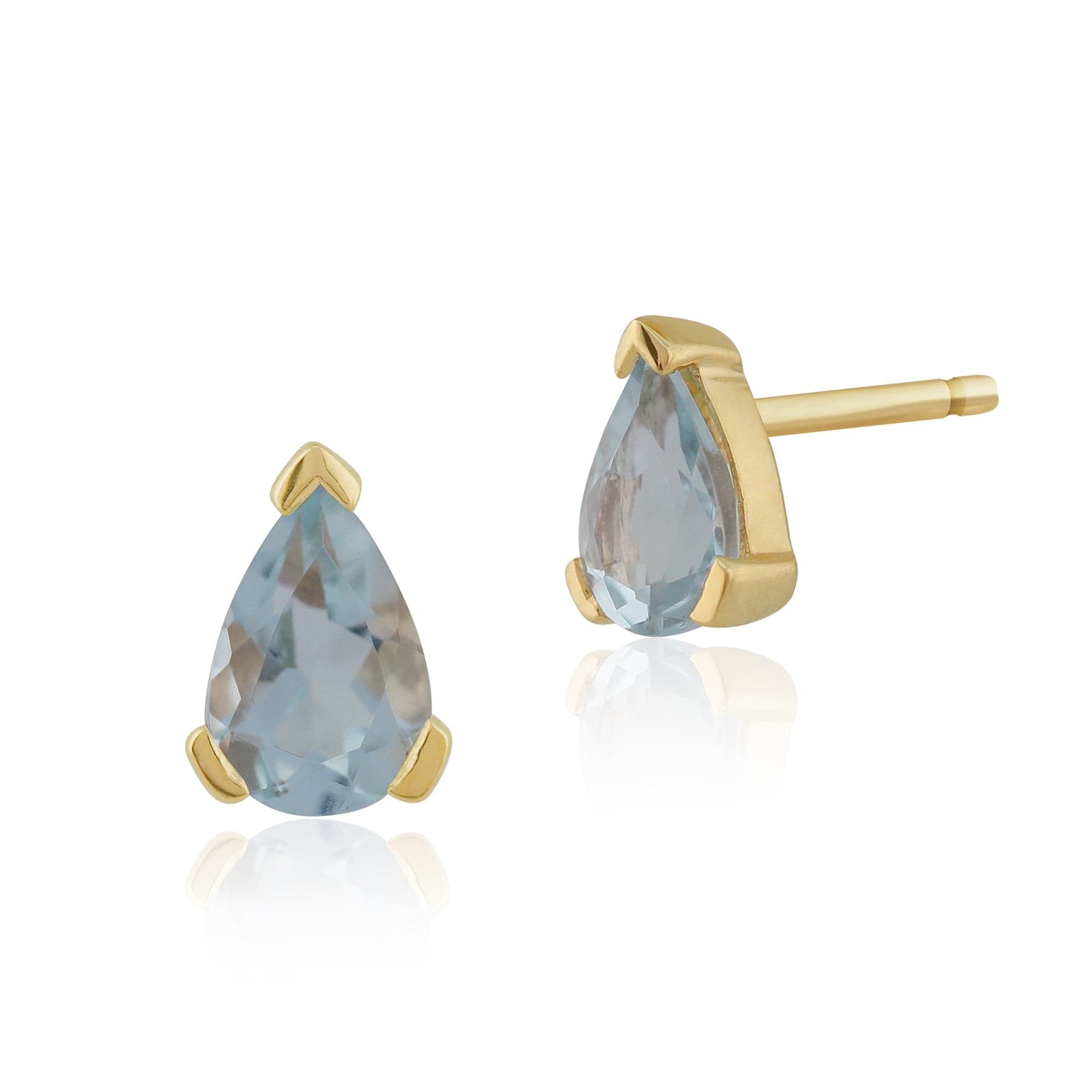 Product photograph of Classic Pear Aquamarine Stud Earrings In 9ct Yellow Gold from Gemondo Jewellery
