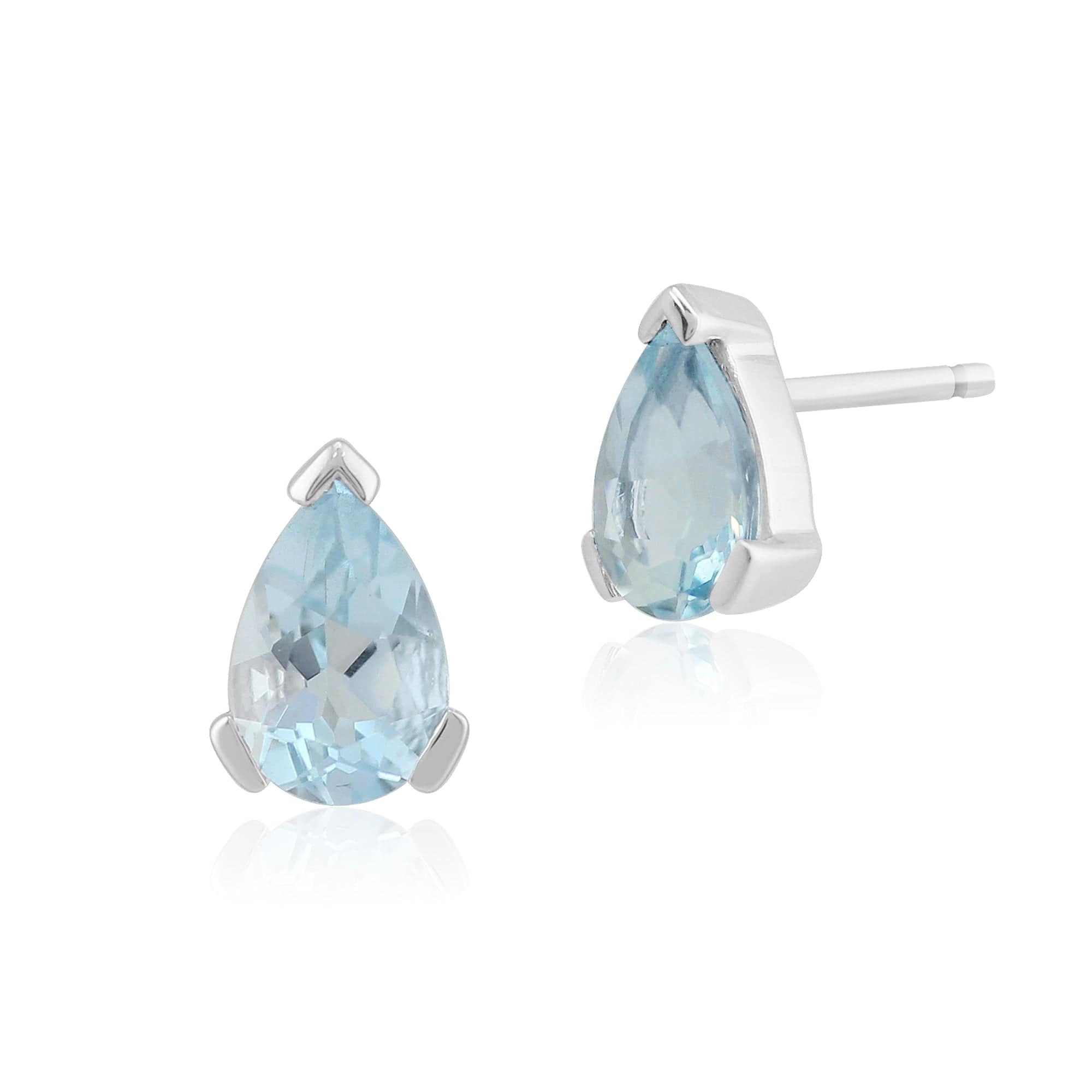 Product photograph of Classic Pear Aquamarine Stud Earrings In 9ct White Gold 6 5x4mm from Gemondo Jewellery