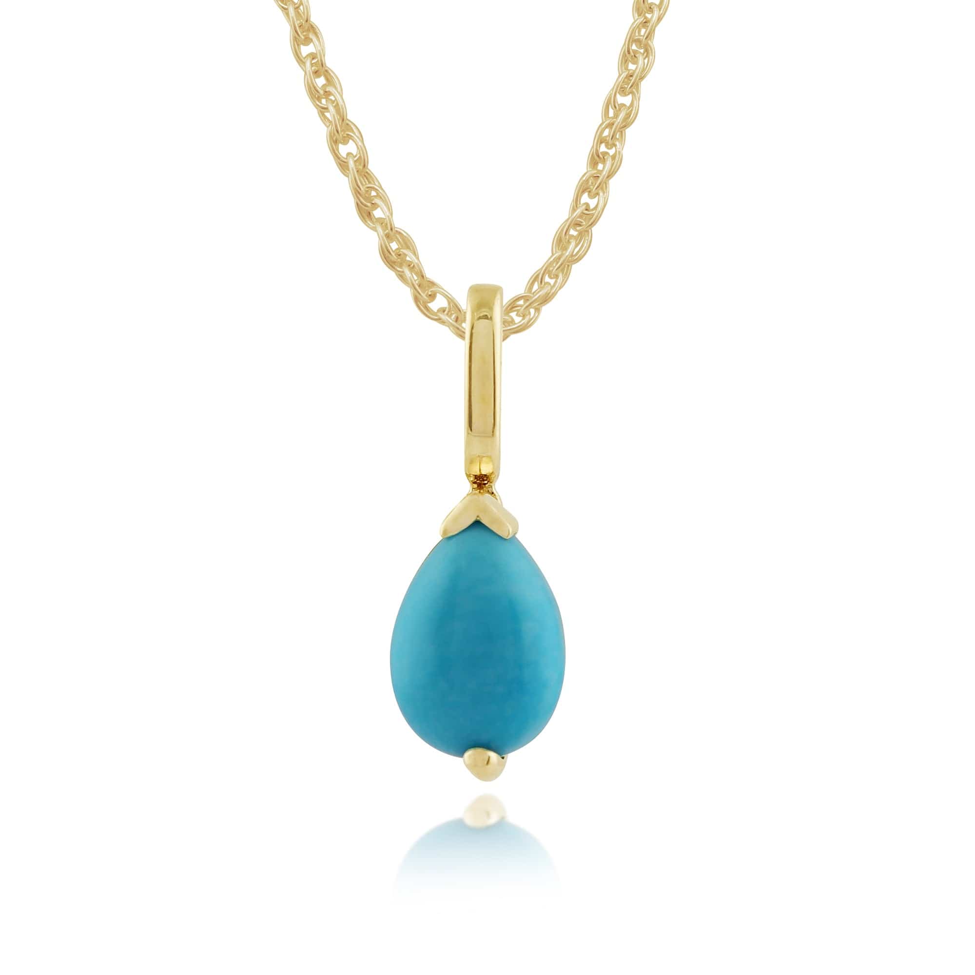 Photos - Pendant / Choker Necklace Classic Pear Turquoise Pendant in 9ct Yellow Gold