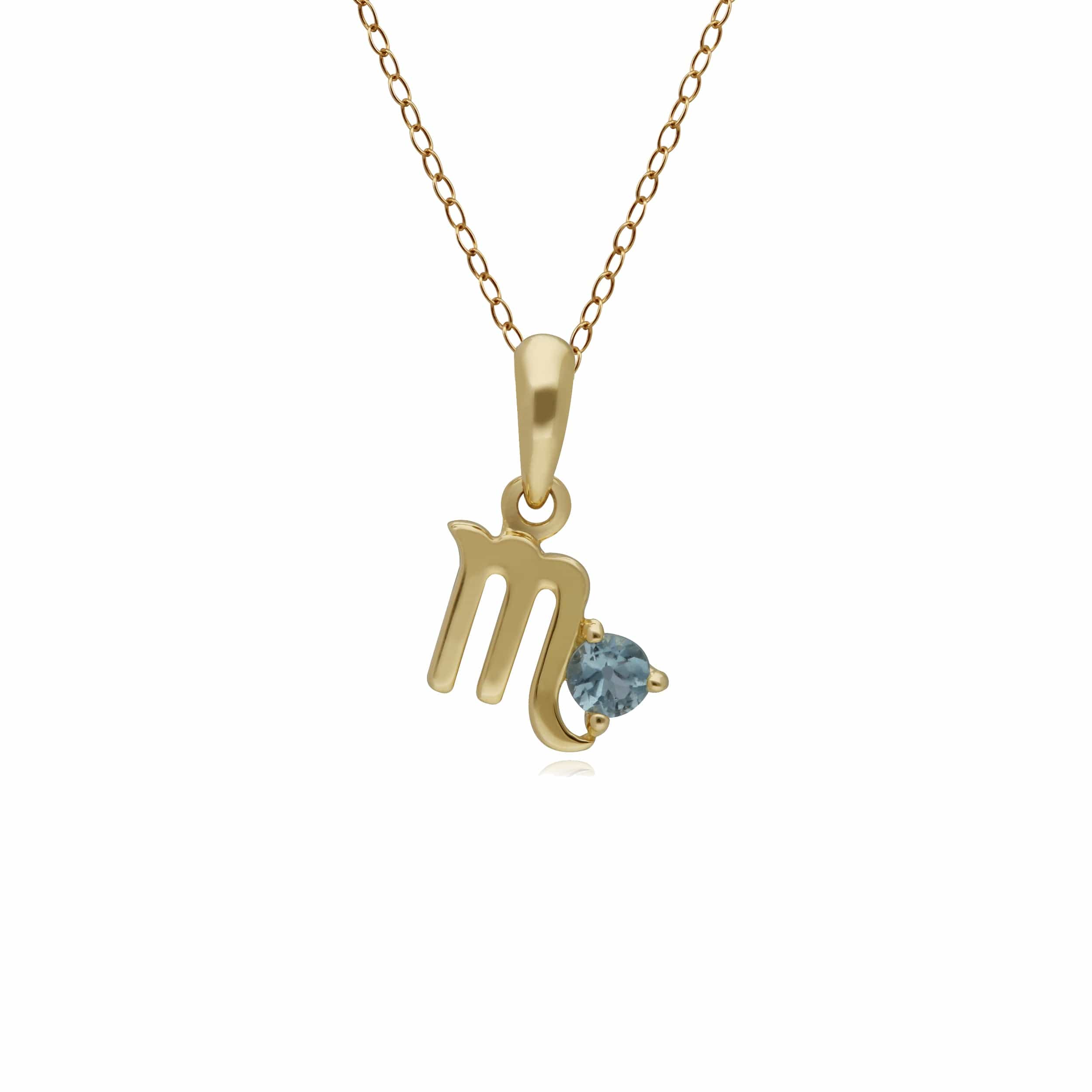 Product photograph of Blue Topaz Scorpio Zodiac Charm Necklace In 9ct Yellow Gold from Gemondo Jewellery