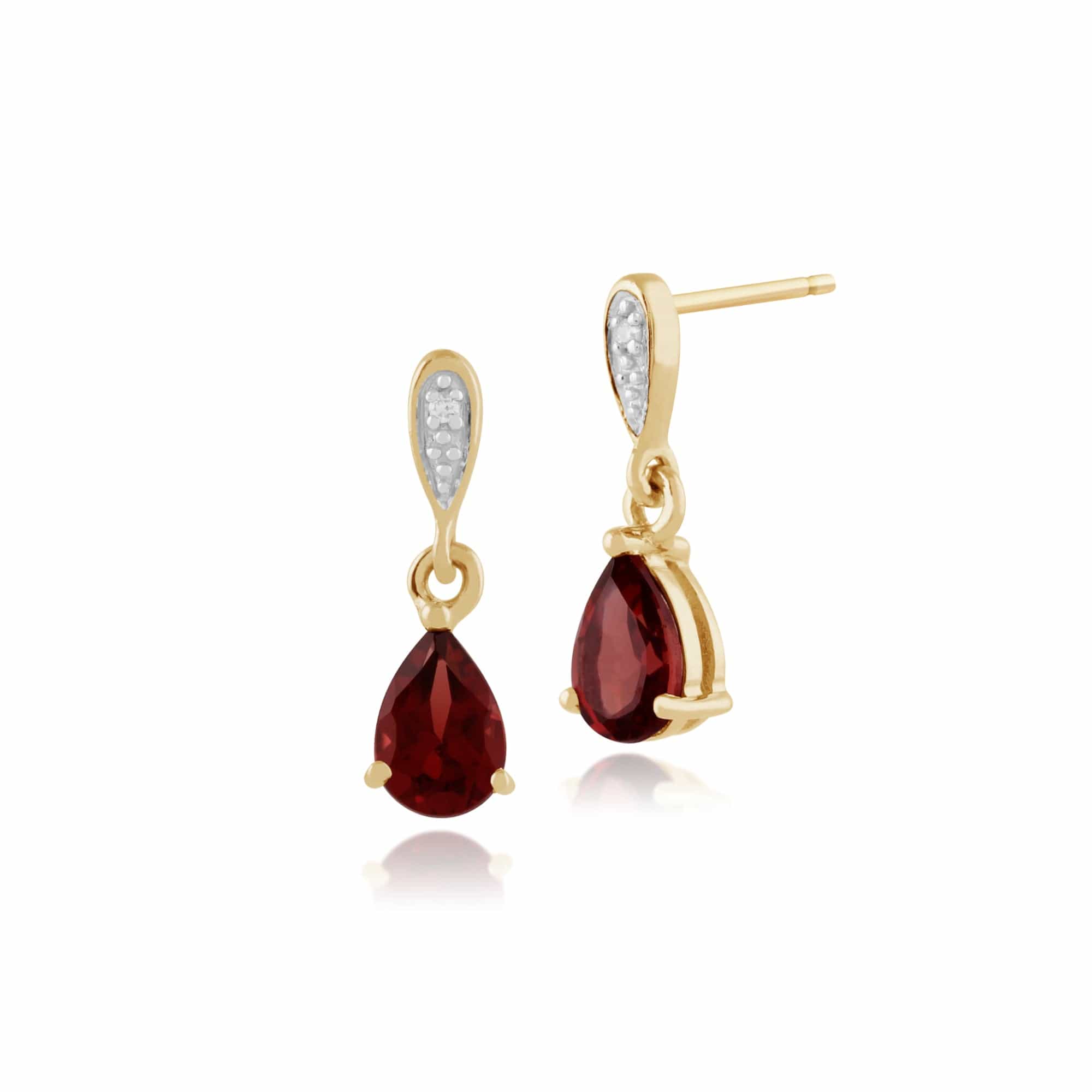 Product photograph of Classic Pear 1 00ct Garnet Diamond Drop Earrings In 9ct Yellow Gold from Gemondo Jewellery