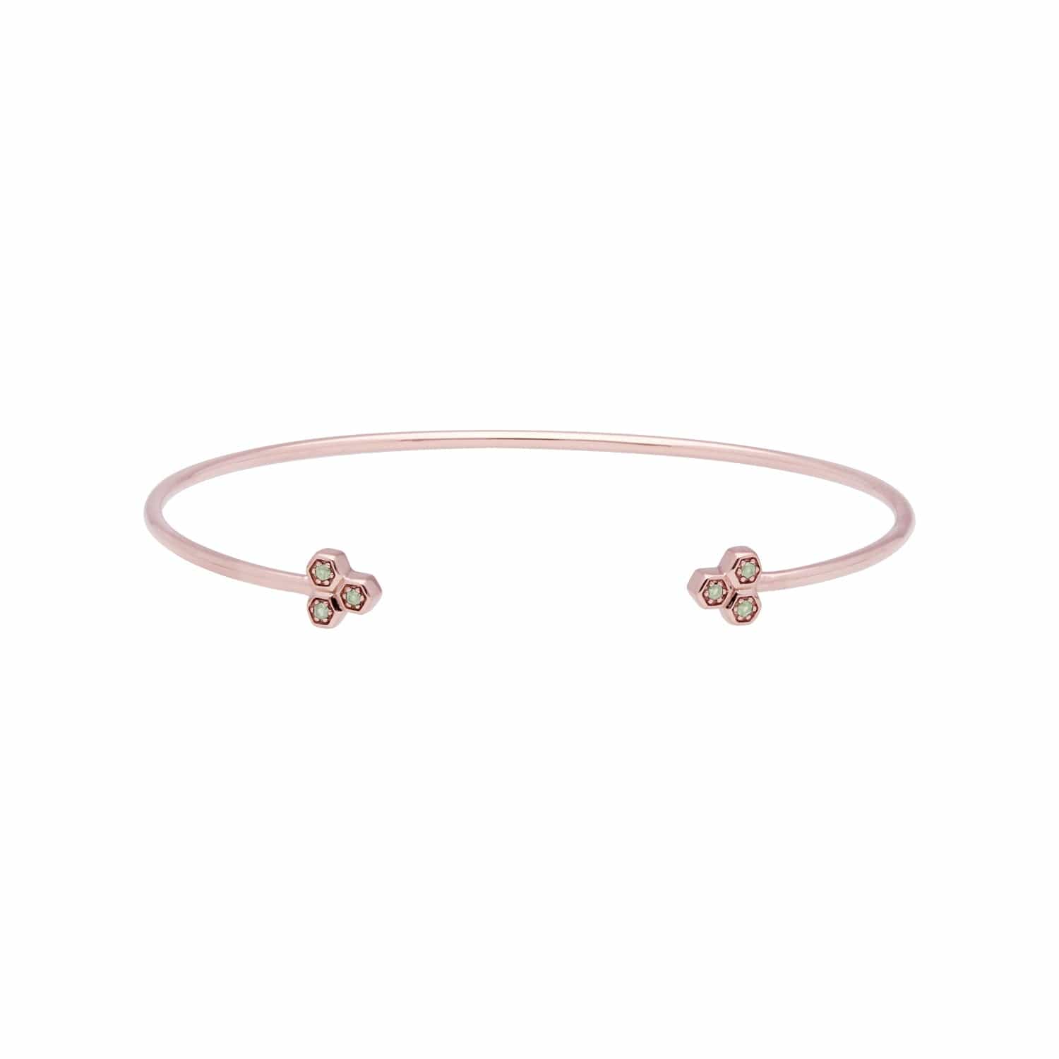 Product photograph of Peridot Trilogy Geometric Bangle In 9ct Rose Gold from Gemondo Jewellery