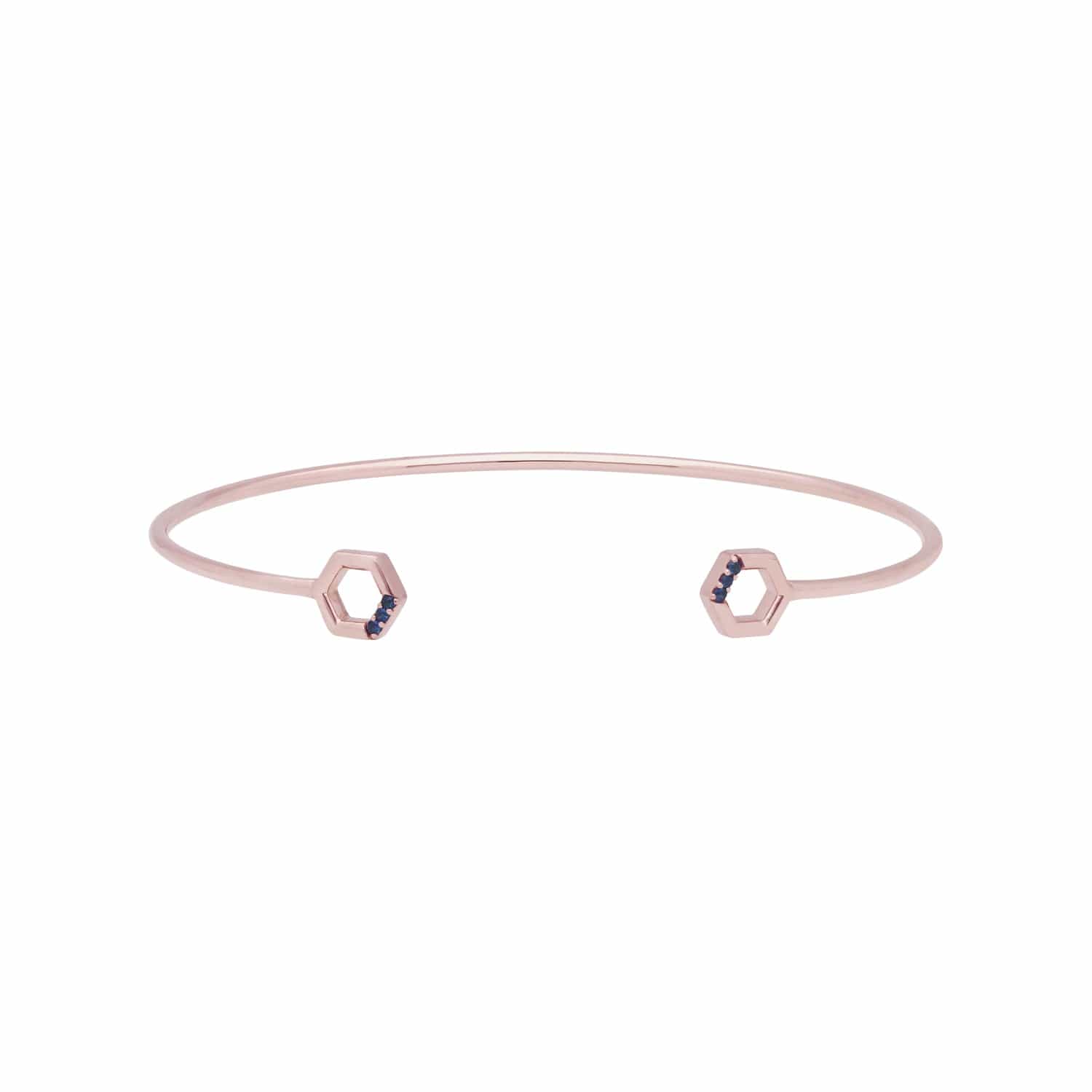 Product photograph of Sapphire Pav Hexagon Open Bangle In 9ct Rose Gold from Gemondo Jewellery