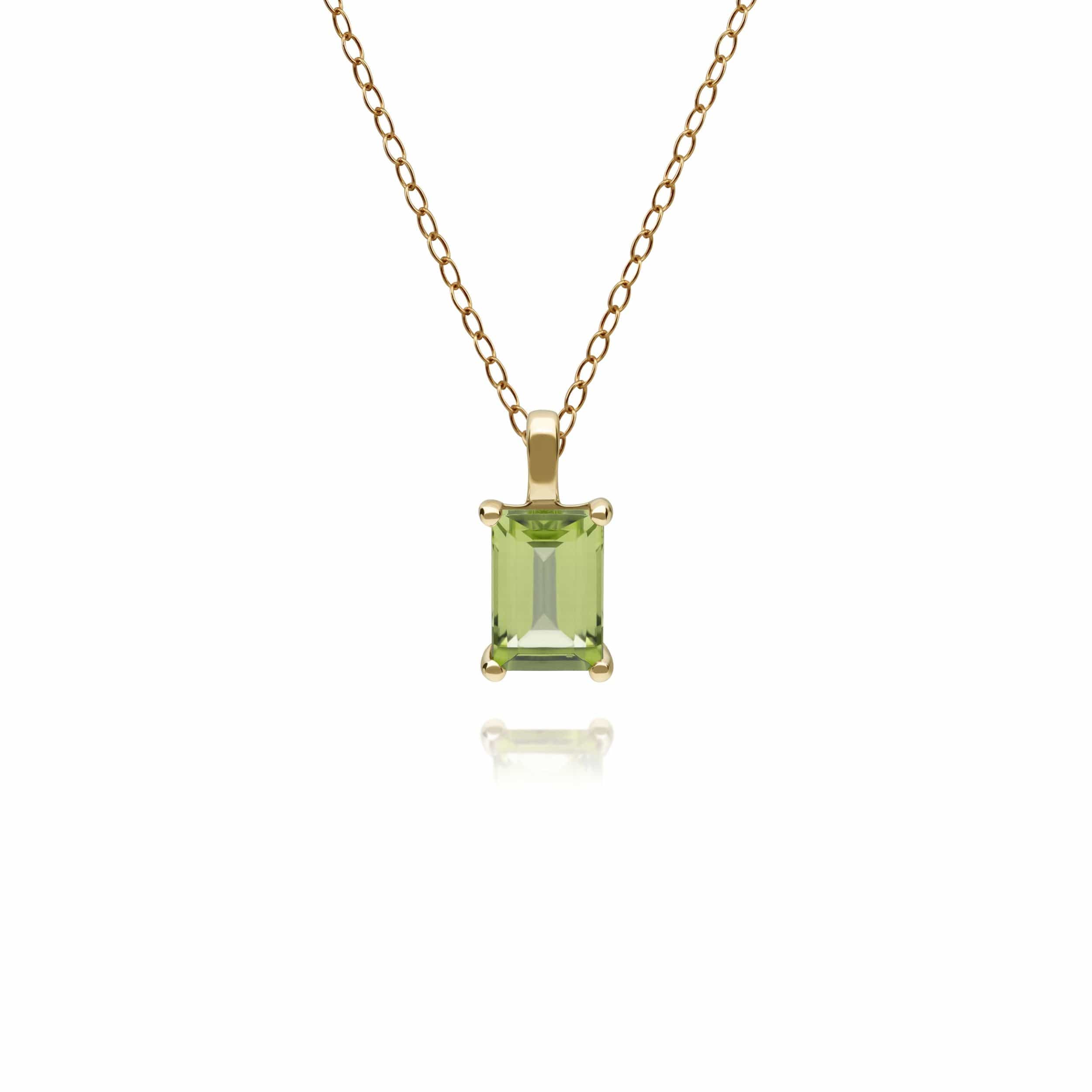 Product photograph of Classic Baguette Peridot Pendant In 9ct Yellow Gold from Gemondo Jewellery