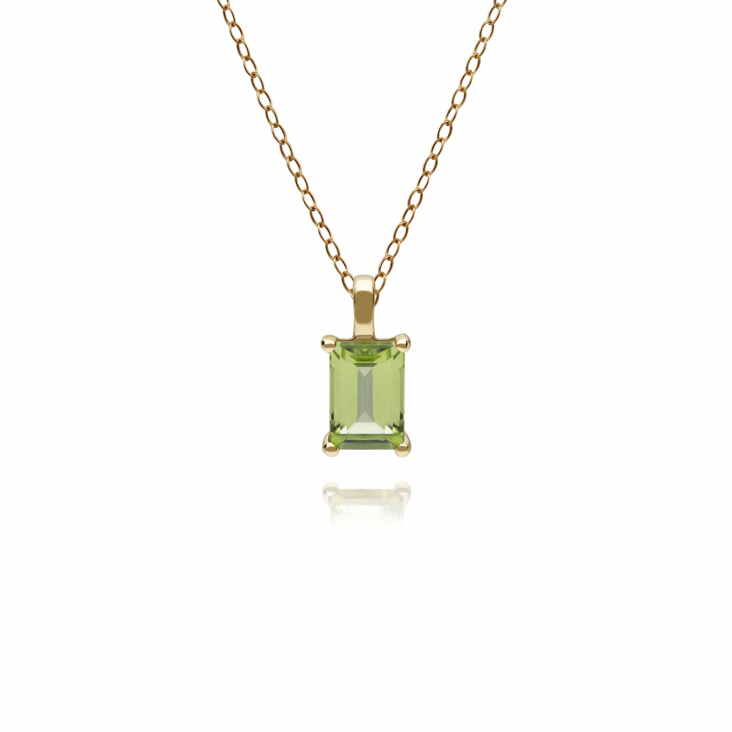 Product photograph of Classic Baguette Peridot Stud Earrings Necklace Set In 9ct Yellow Gold from Gemondo Jewellery