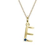 Anfangsbuchstaben-Halskette mit blauem Saphir aus 9-karätigem Gelbgold