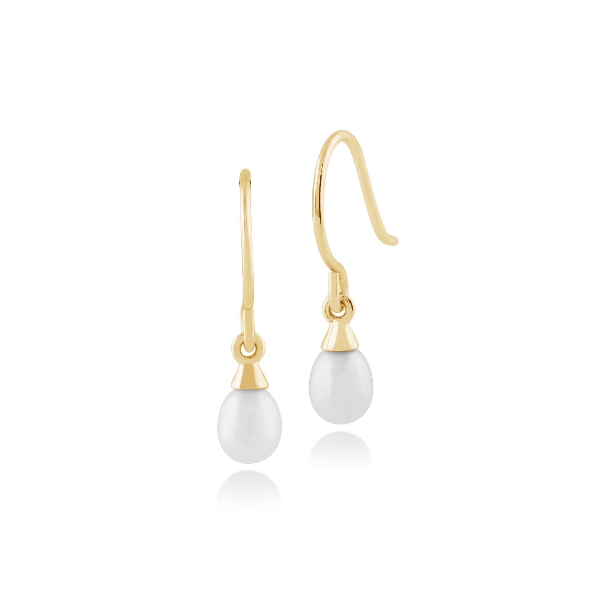 Product photograph of Classic Freshwater Pearl Drop Earrings In 9ct Yellow Gold from Gemondo Jewellery