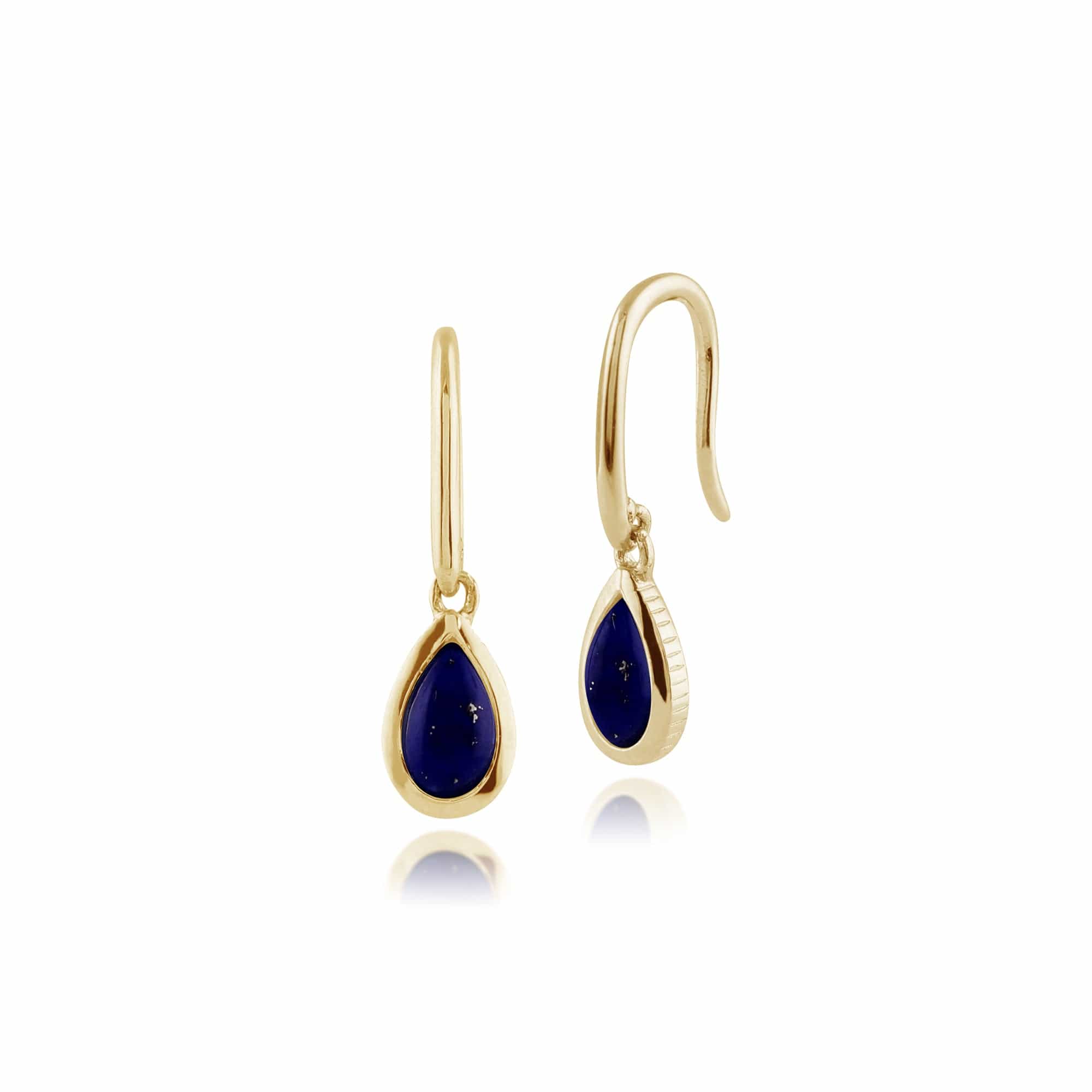 Product photograph of Classic Pear Lapis Lazuli Drop Earrings In 9ct Yellow Gold from Gemondo Jewellery