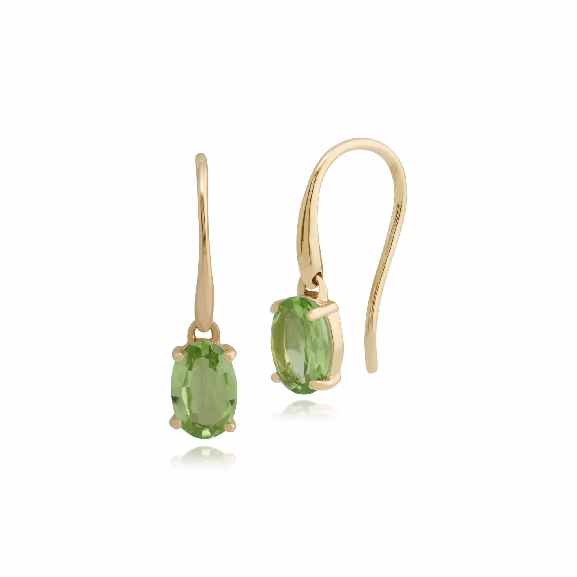 Product photograph of Classic Oval Peridot Hook Drop Earrings In 9ct Yellow Gold from Gemondo Jewellery