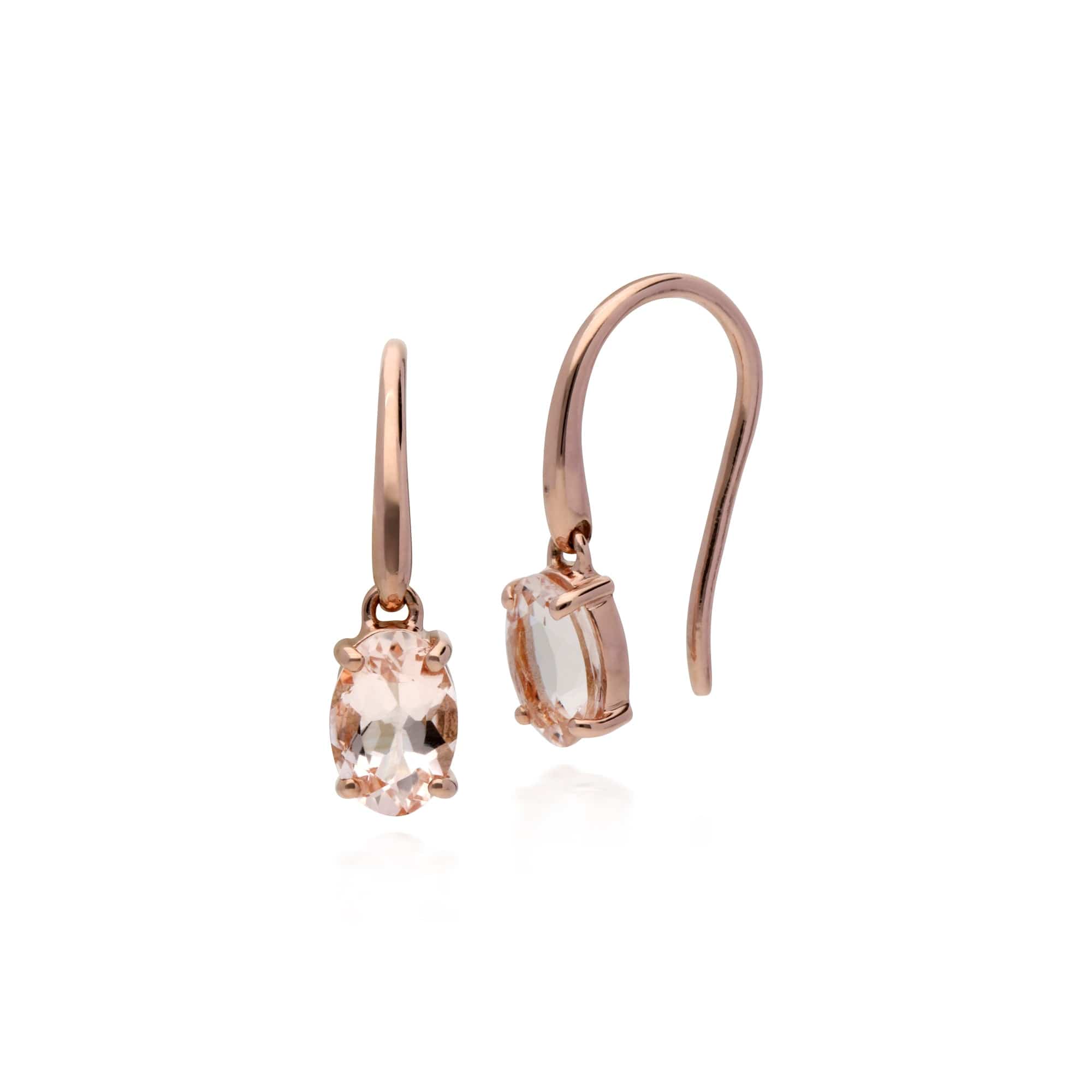 Product photograph of Classic Oval Morganite Drop Fish Hook Earrings In 9ct Rose Gold from Gemondo Jewellery