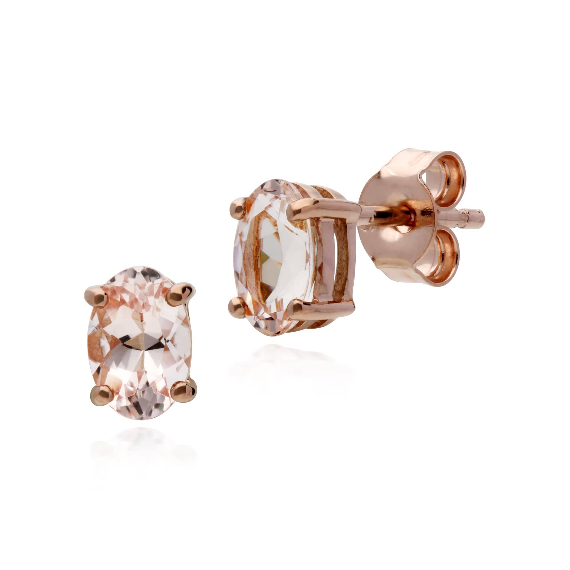 Product photograph of Classic Oval Morganite Stud Earrings In 9ct Rose Gold from Gemondo Jewellery