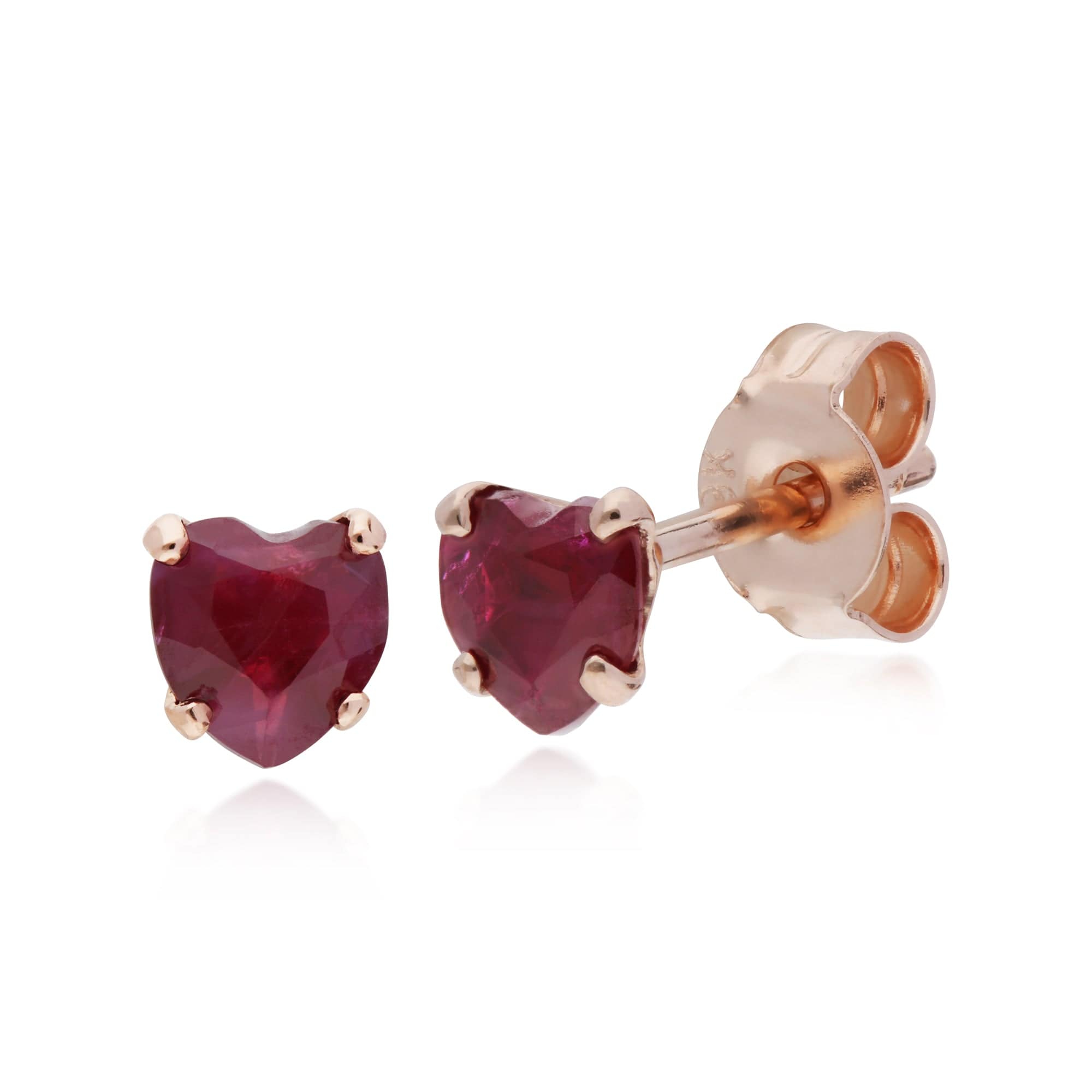 Product photograph of Petite Heart Ruby Stud Earrings In 9ct Rose Gold from Gemondo Jewellery