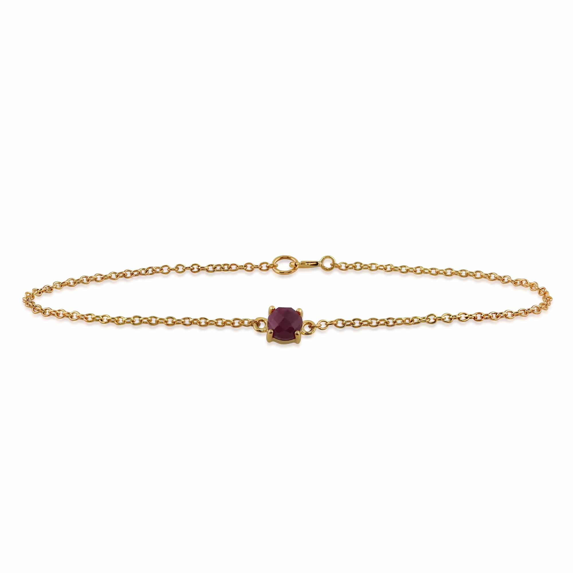 Product photograph of Classic Round Ruby Checkerboard Bracelet In 9ct Yellow Gold from Gemondo Jewellery