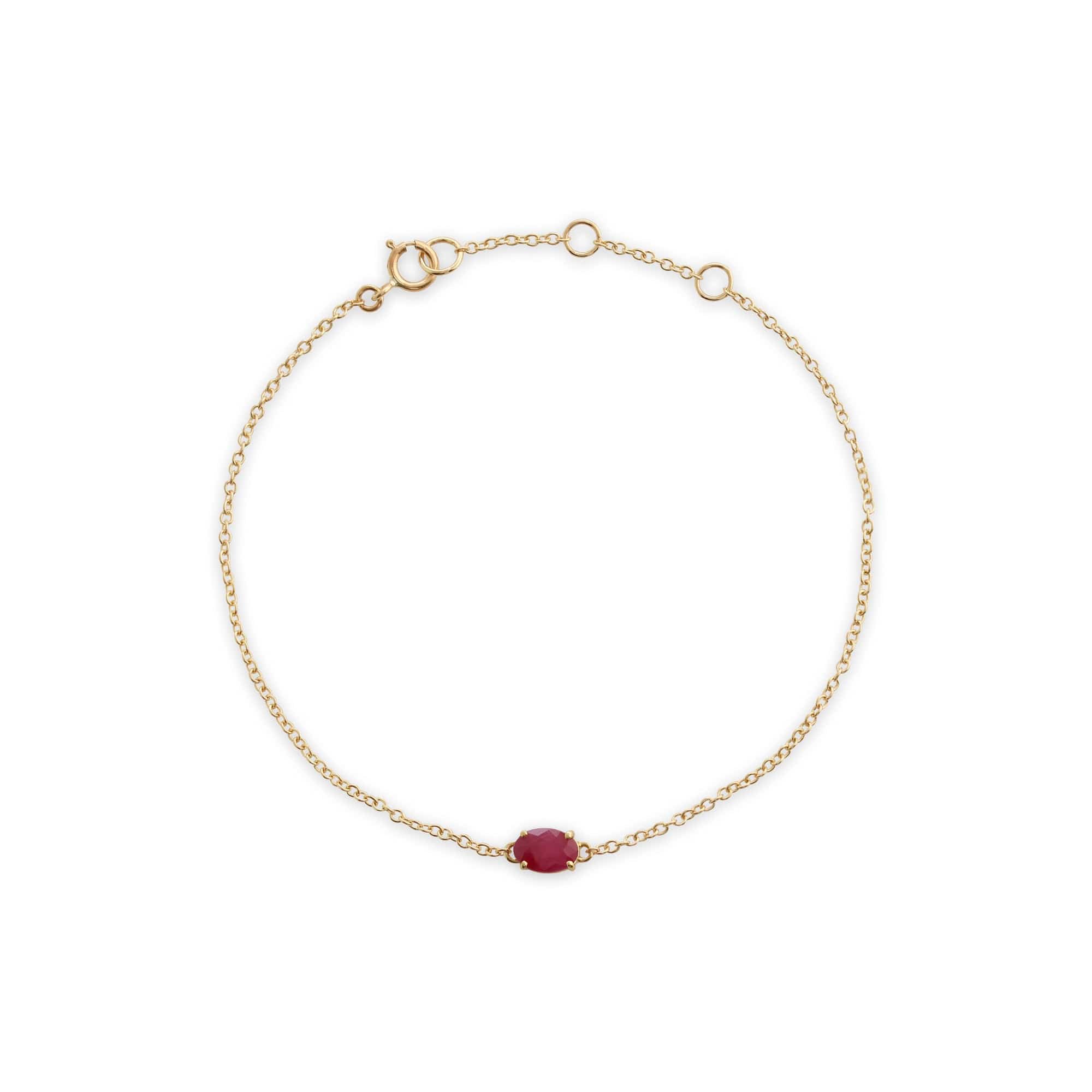 Product photograph of Classic Oval Ruby Single Stone Bracelet In 9ct Yellow Gold from Gemondo Jewellery