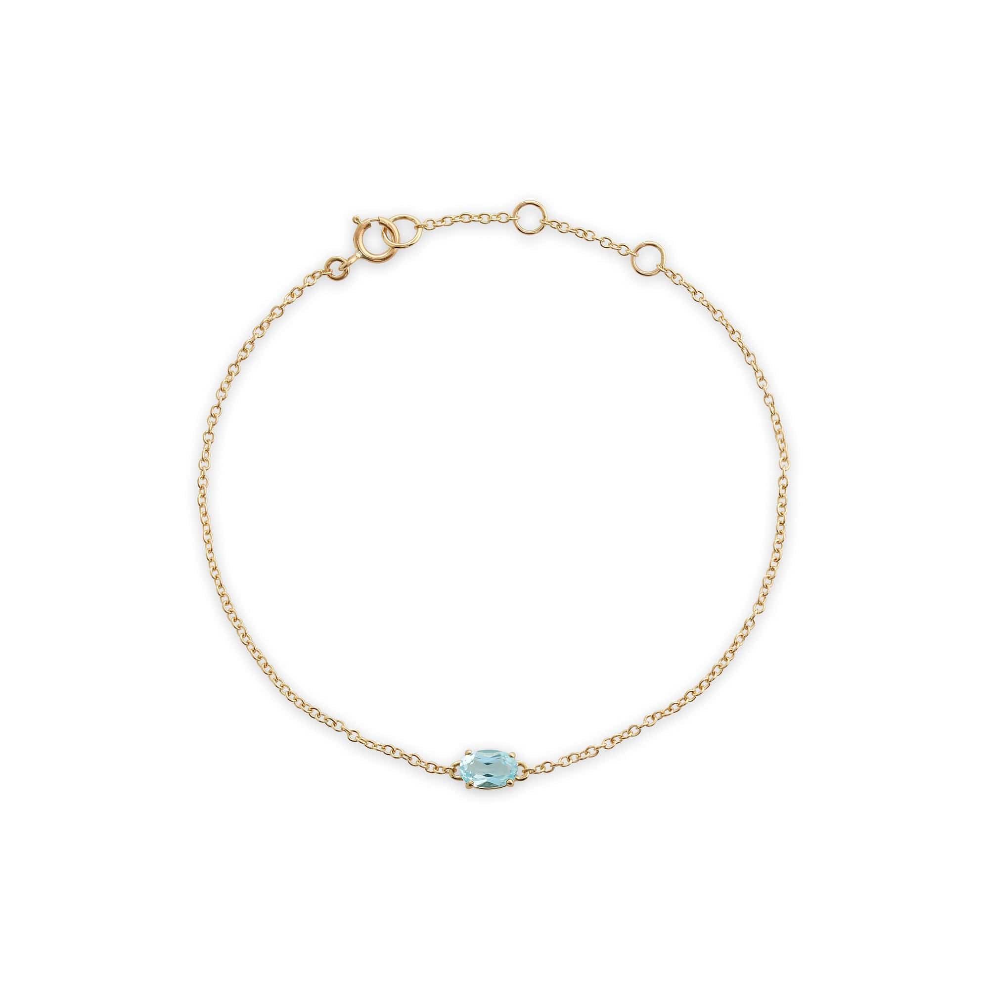 Image of Classic Oval Blue Topaz Single Stone Bracelet in 9ct Yellow Gold