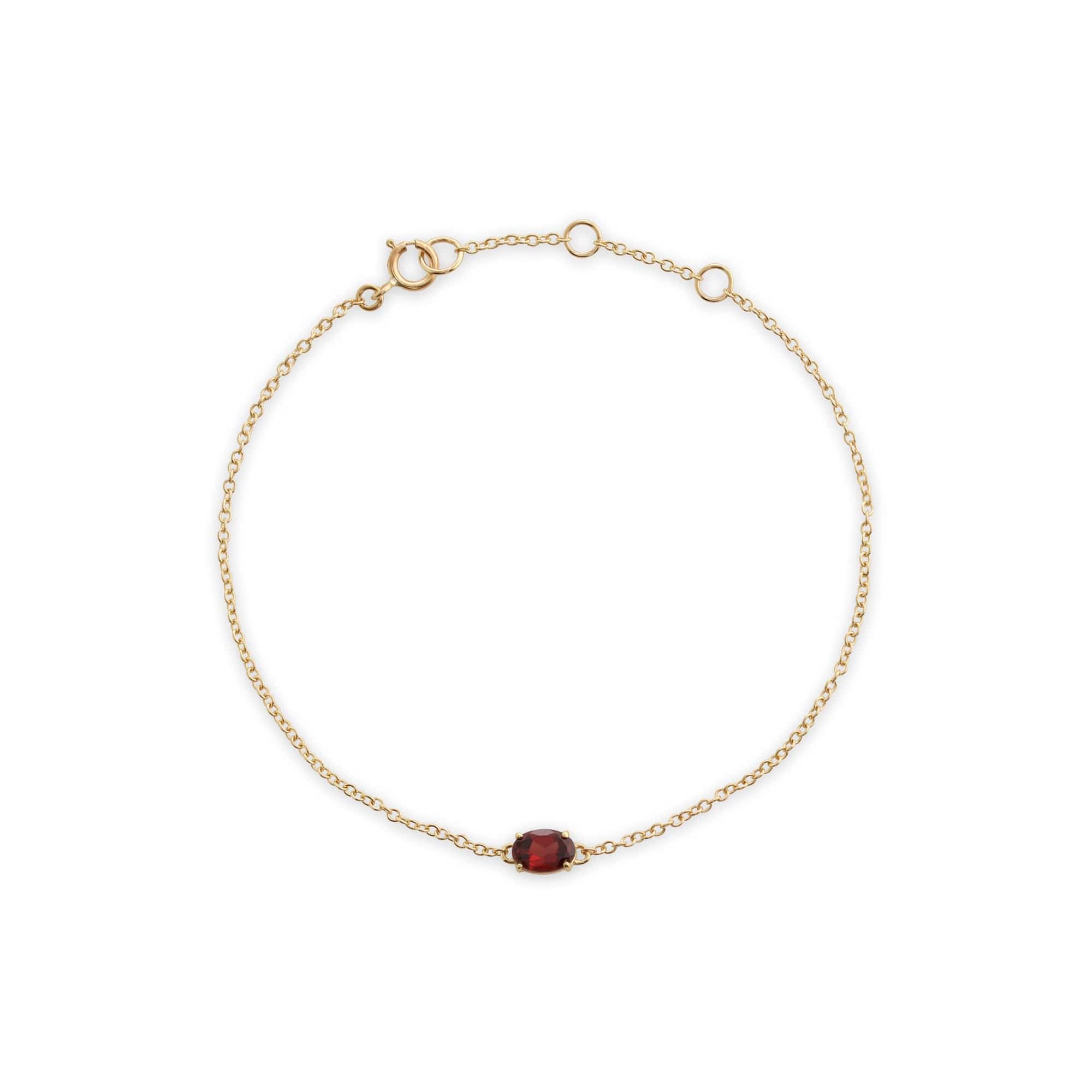 Image of Classic Oval Garnet Single Stone Bracelet in 9ct Yellow Gold