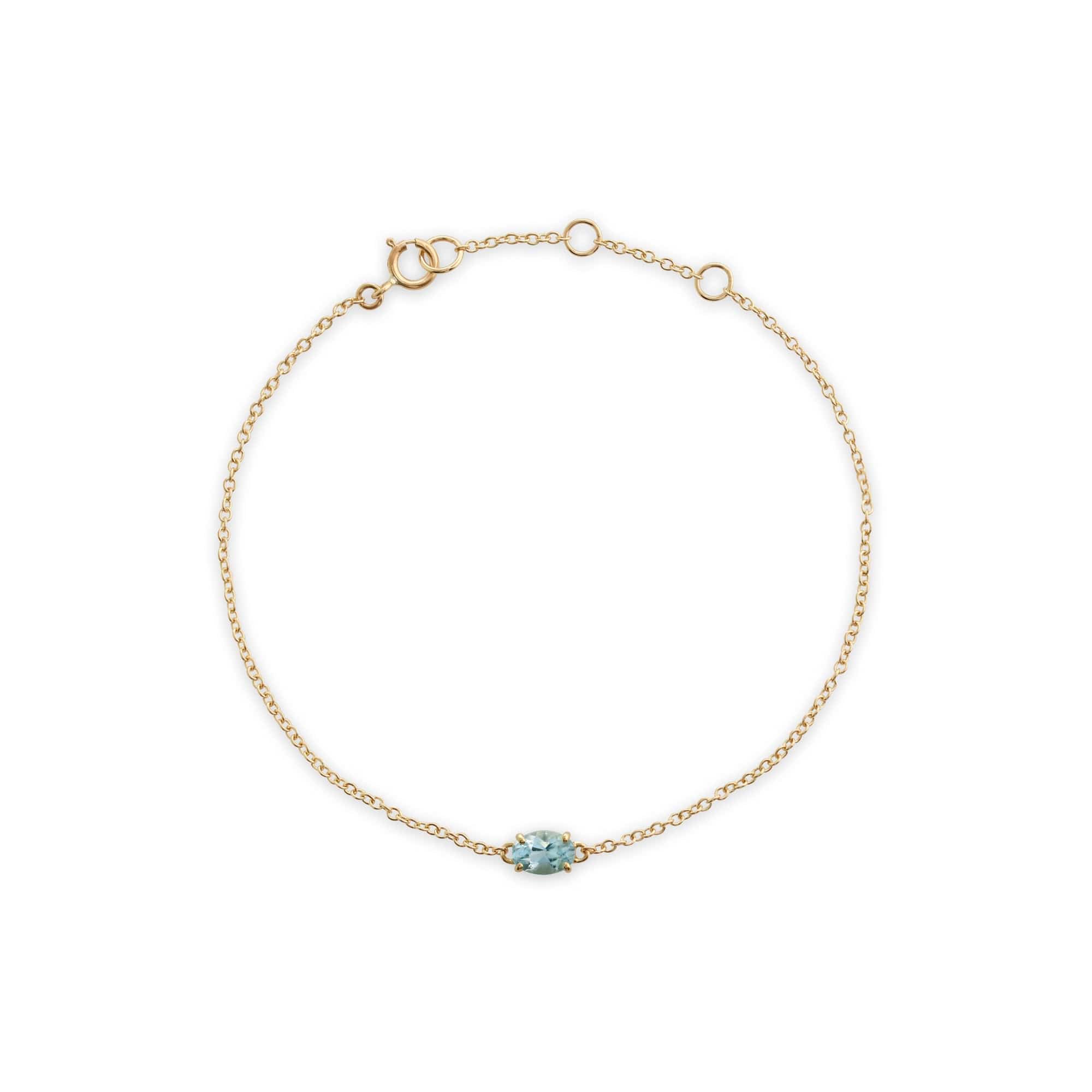 Product photograph of Classic Oval Aquamarine Single Stone Bracelet In 9ct Yellow Gold from Gemondo Jewellery